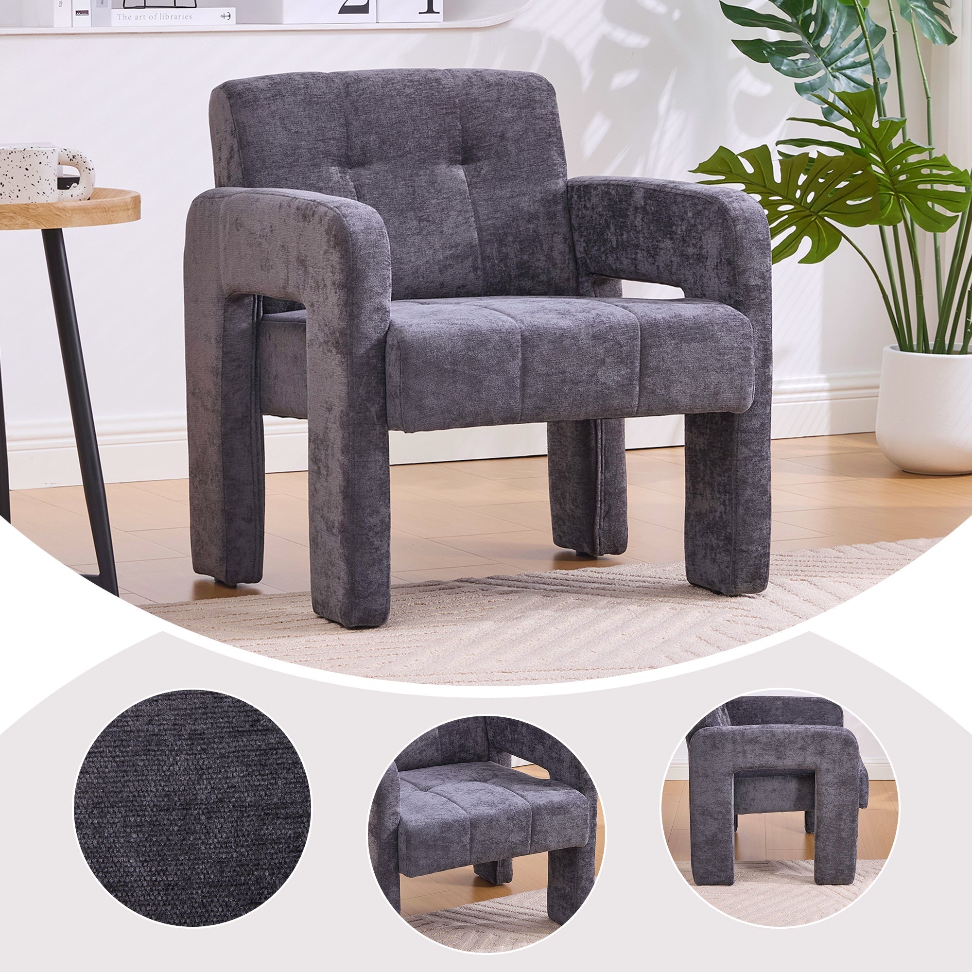 Single Armchair Modern Minimalist Padded Nordic Style - Upholstered
