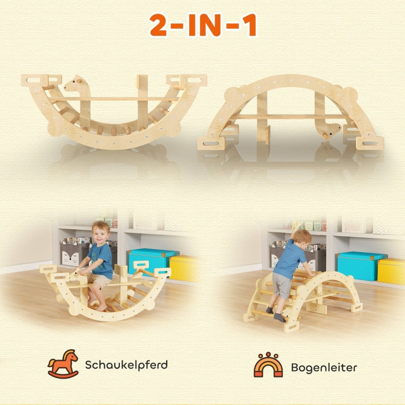 Montessori Indoor Climbing Frame 2-in-1 Arch - Natural Wood