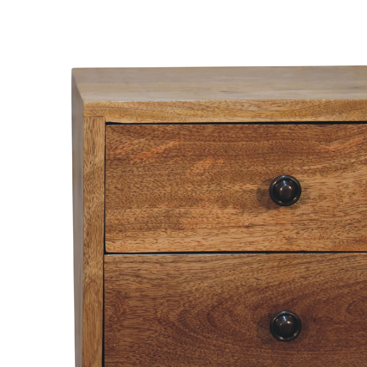 Solid Wood Mini Bedside, 2 Drawers, Brown