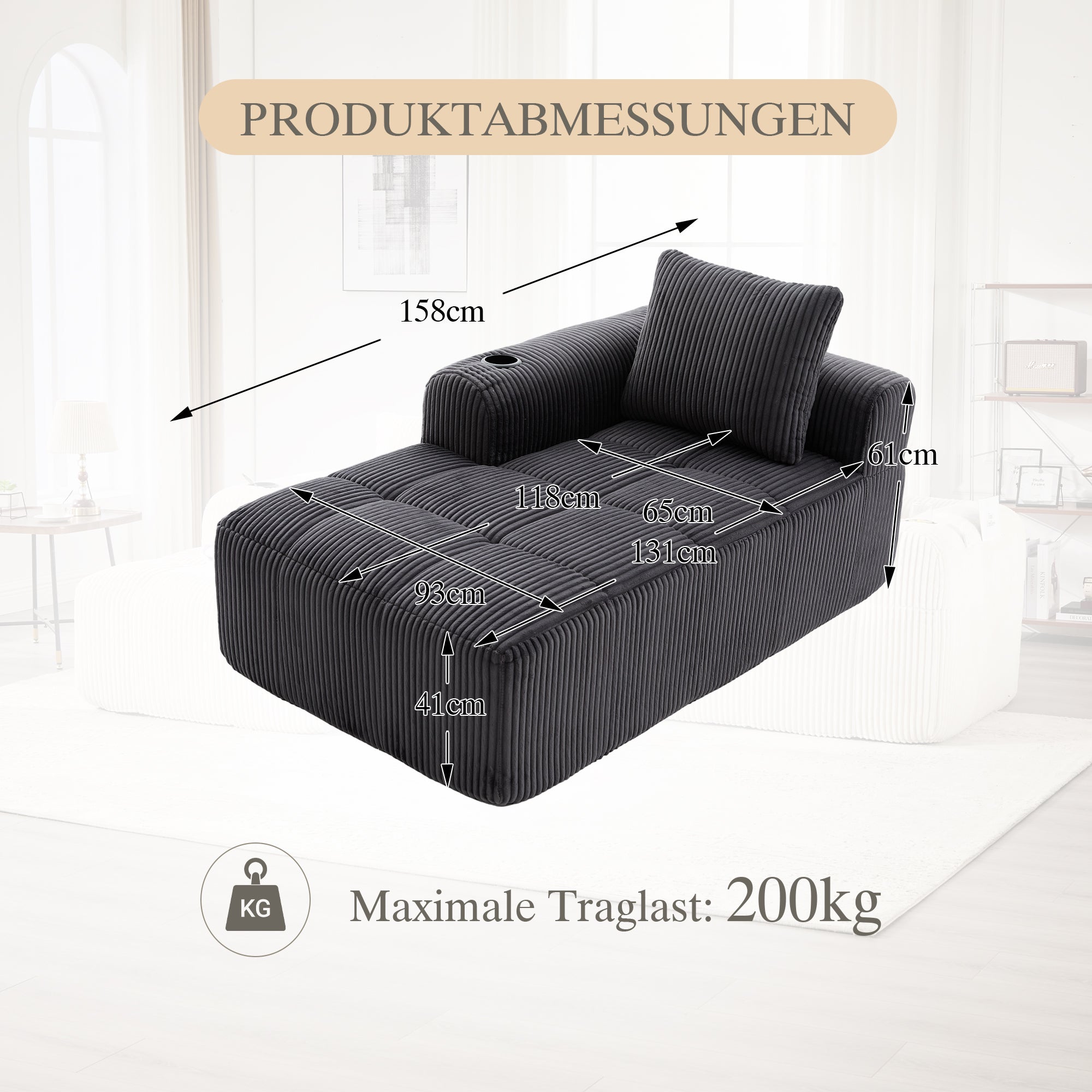 Cozy Recliner Sofa Side Pocket Drink Holder - Corduroy