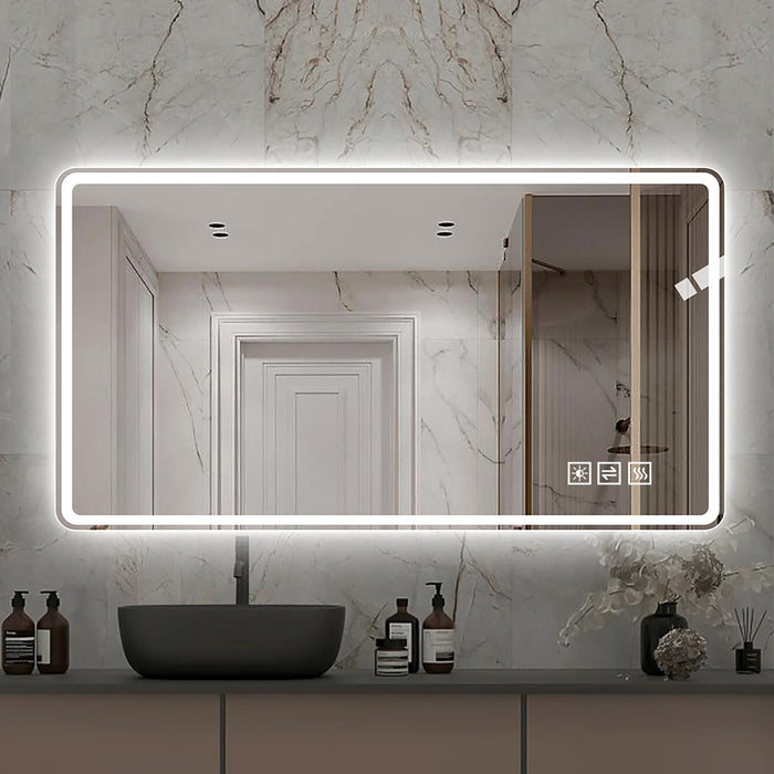Frameless LED Bathroom Mirror 60*100cm, Anti-Fog, Dimmable, Shatterproof Tempered Glass