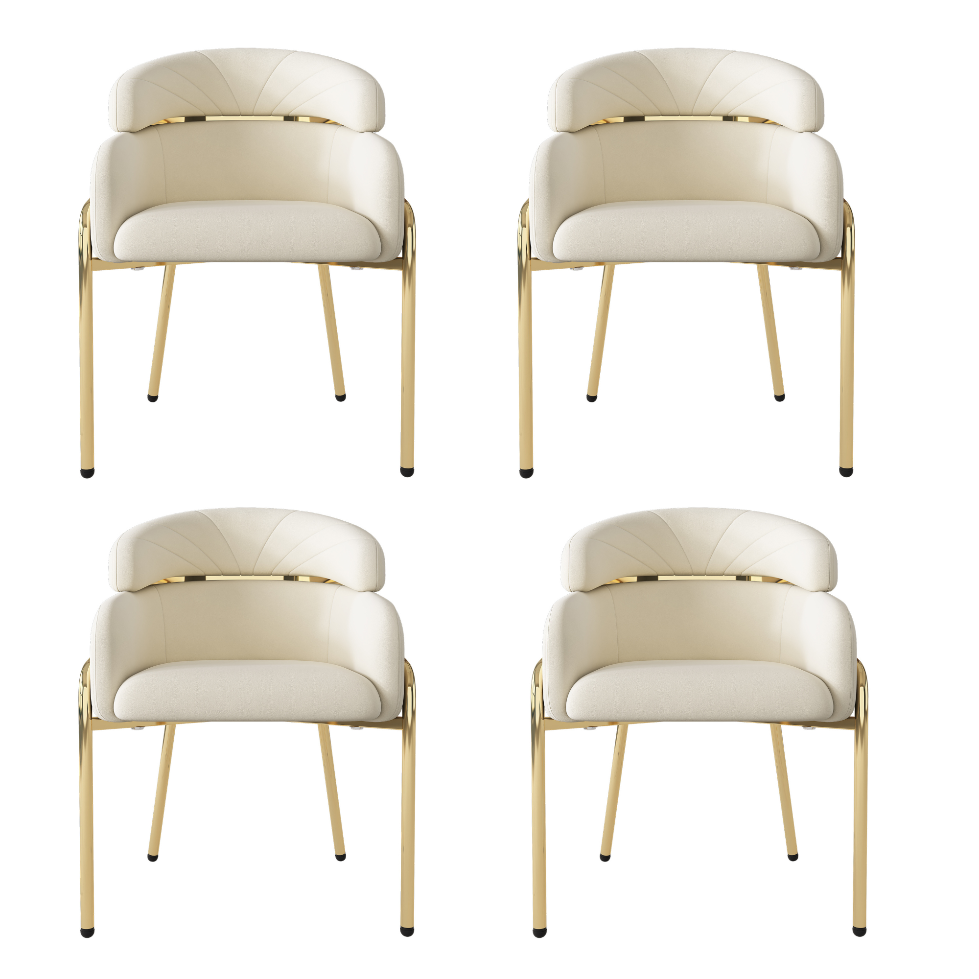 Dining Chair Set of 4 Metal Legs Velvet Beige
