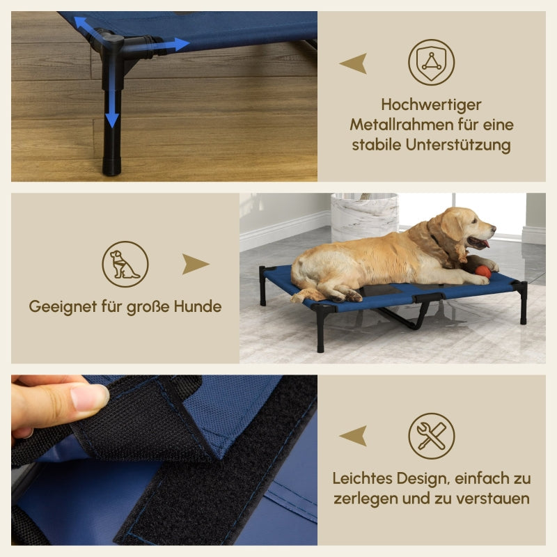 Hundebett Outdoor Katzenbett, Metall & Oxford-Stoff, Blau