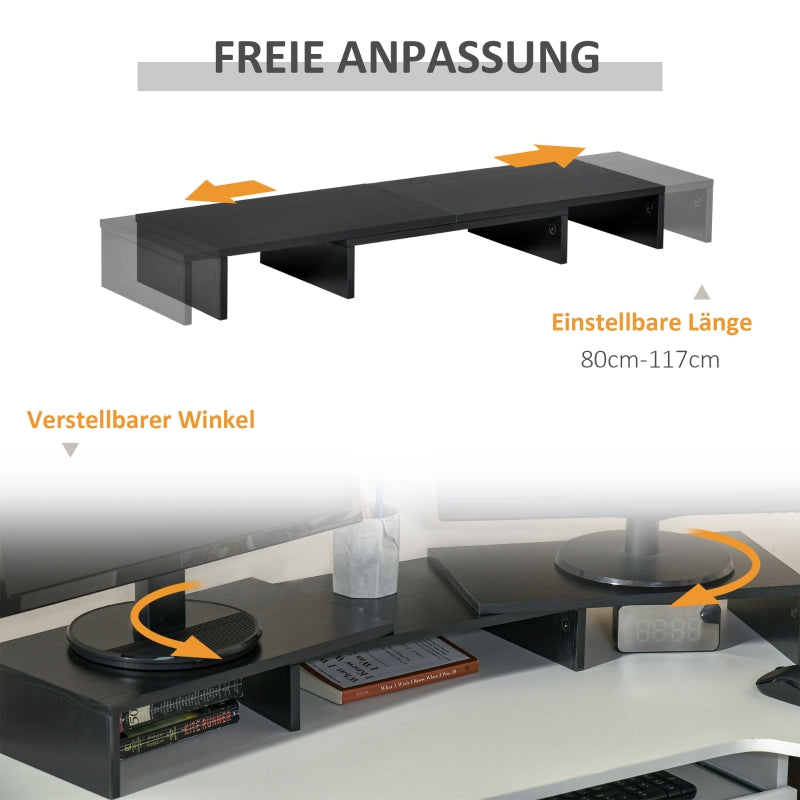 Vinsetto Monitor Stand, Dual Screen Riser Adjustable, Black