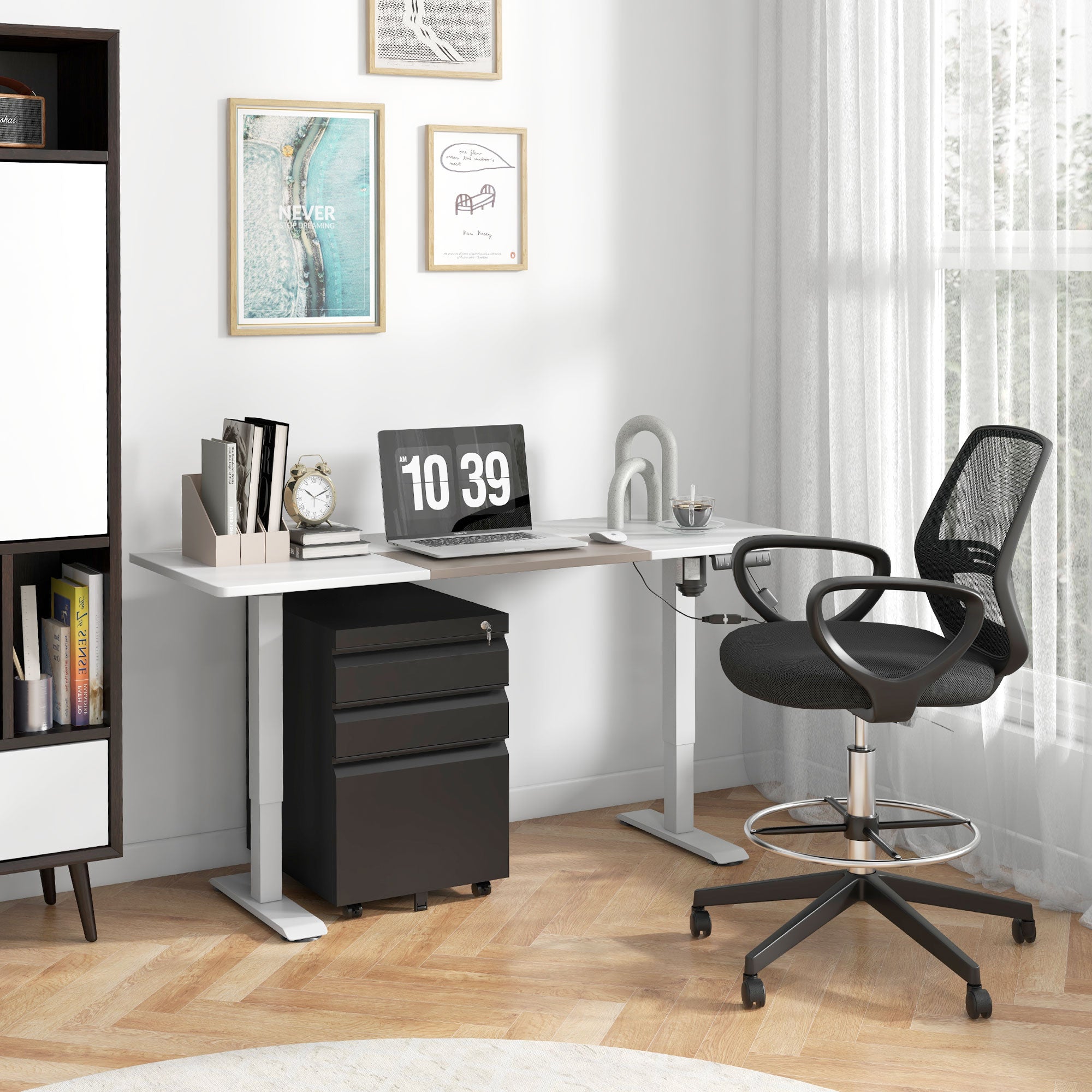 Vinsetto Office Cabinet, 3-Drawer Mobile Steel, Black