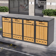 Bin Storage Unit for 4 Trash Cans, Lockable with Ventilation, Steel