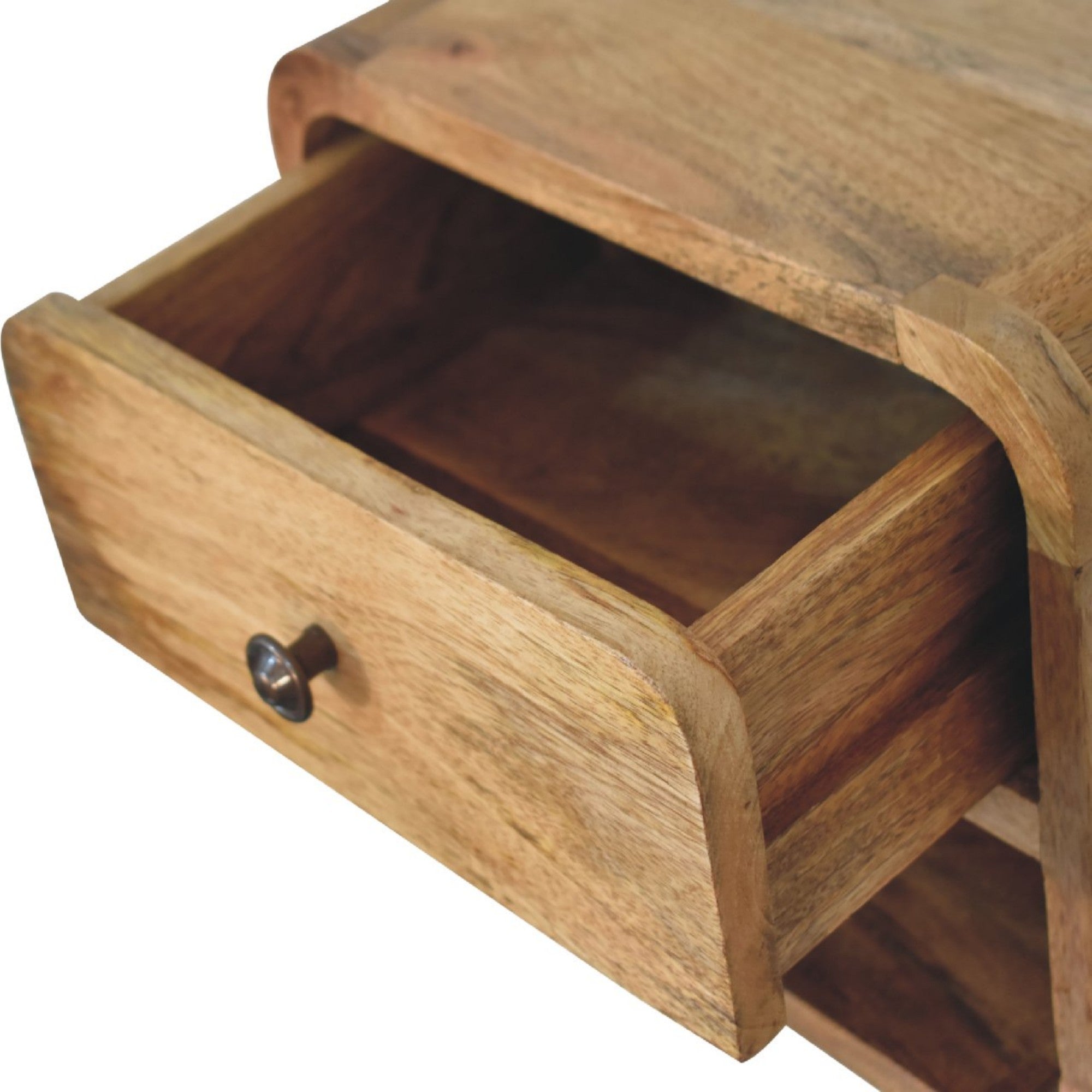 Mini Floating Open Bedside, 1 Drawer 1 Open Slot, Solid Wood Oak-ish Brown