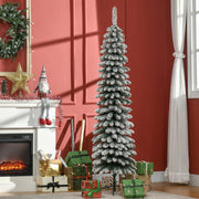 Artificial Christmas Tree, Slim Snow-Covered Fireproof, Green/White