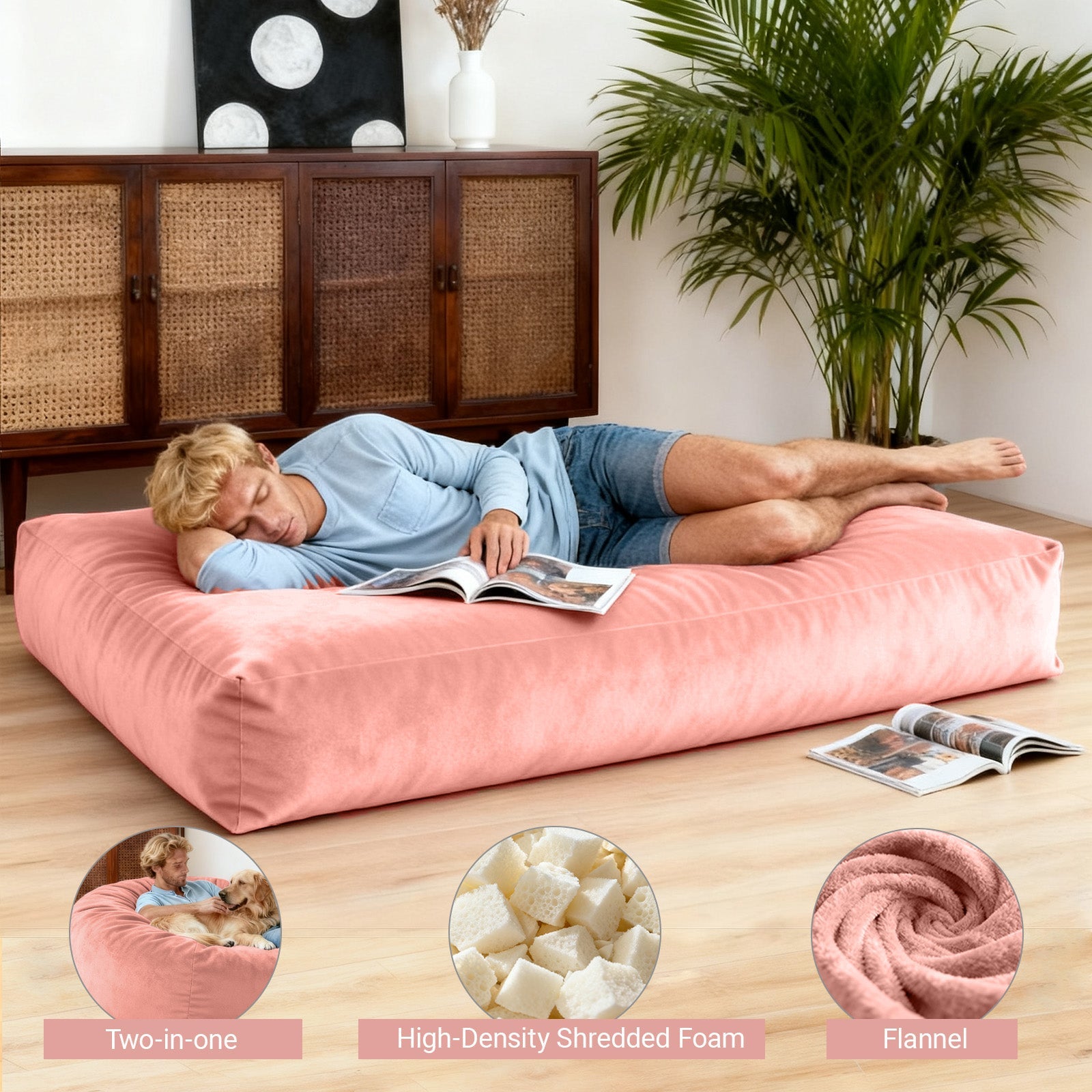 DBC-FENSE Convertible Bean Bag Chair Bed 2-in-1 Lounge Solution