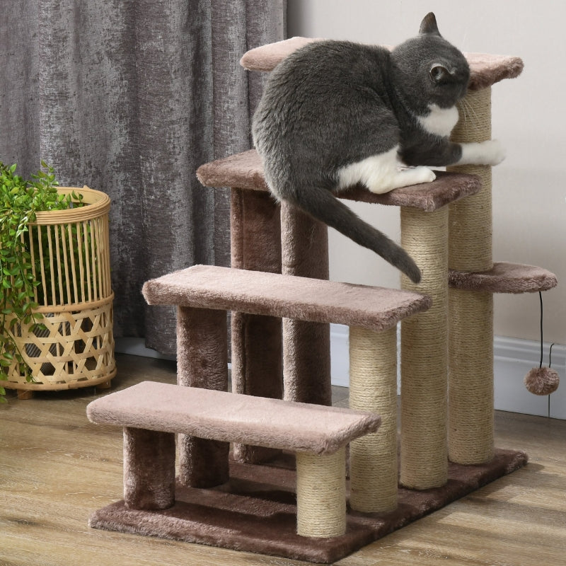 Pet Stairs Scratching Post, 4-Step for Animals up to 5 kg, Brown