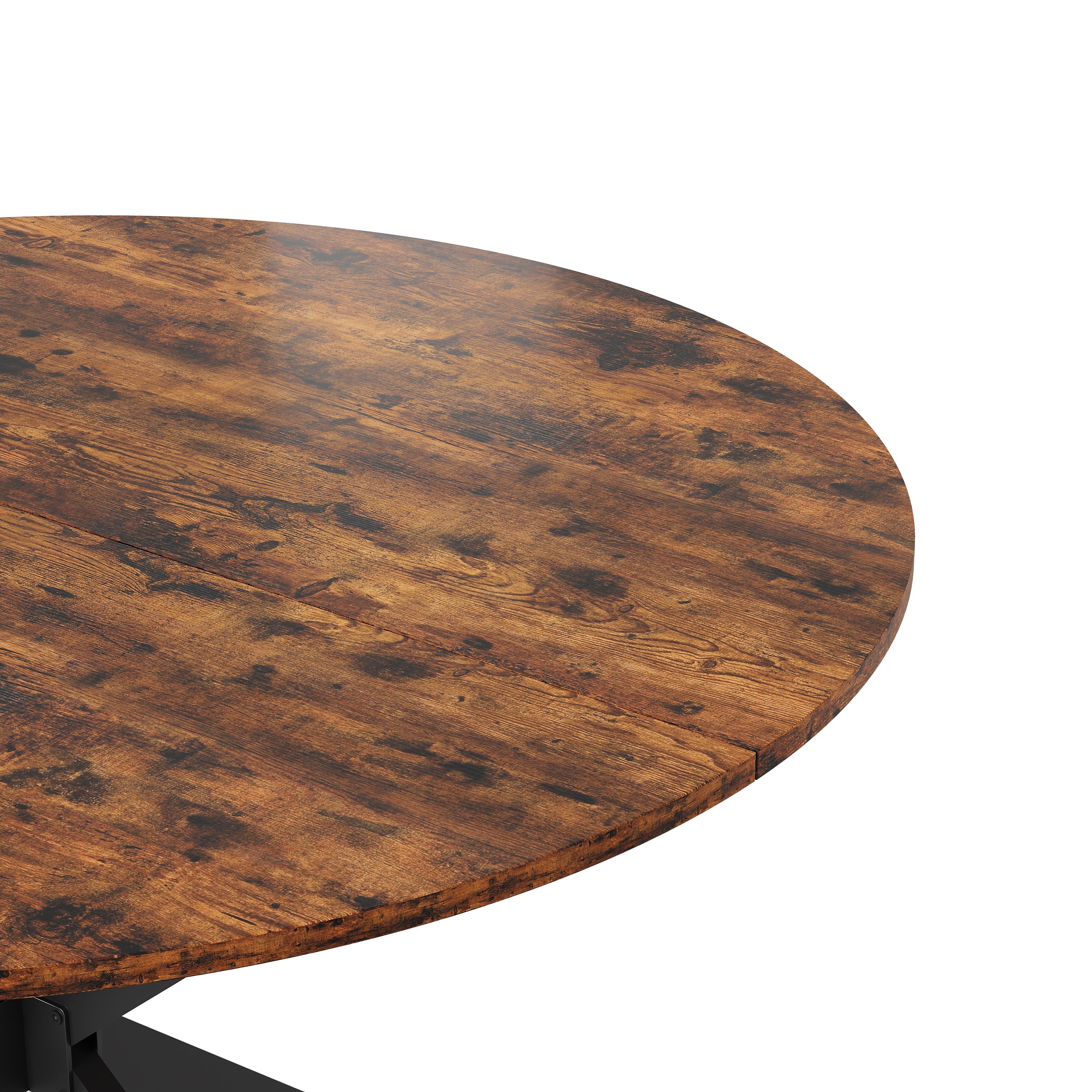 Round Dining Table 120cm Industrial X-Legs Vintage Brown-Black