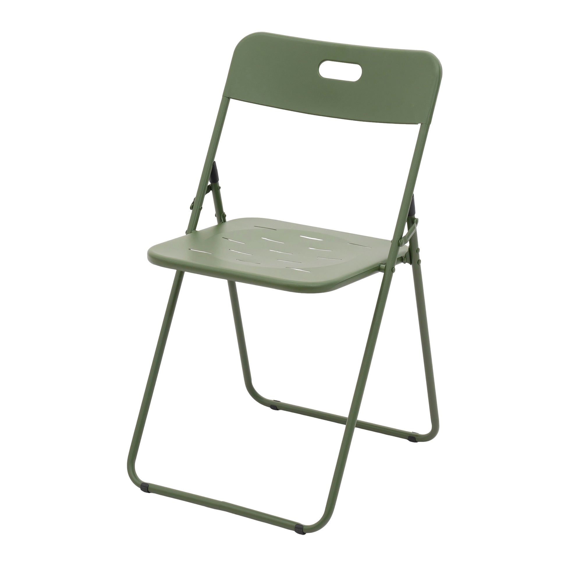 Outdoor 3-Piece Foldable Bistro Set, 2 Chairs and 1 Table Weather-Resistant, Green Metal