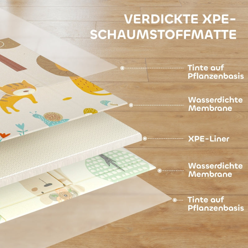 Baby Play Mat, Foldable Double-Sided Crawling Mat, Multi-Coloured