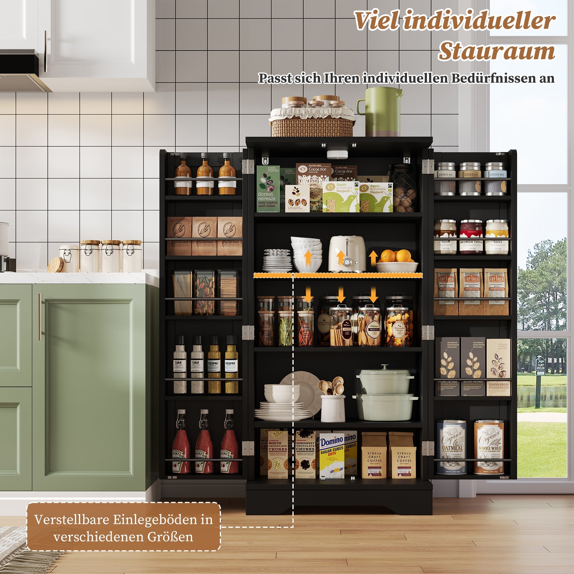Kitchen Cabinet 120x60x40cm 2-Door LED Sensor Light Black MDF