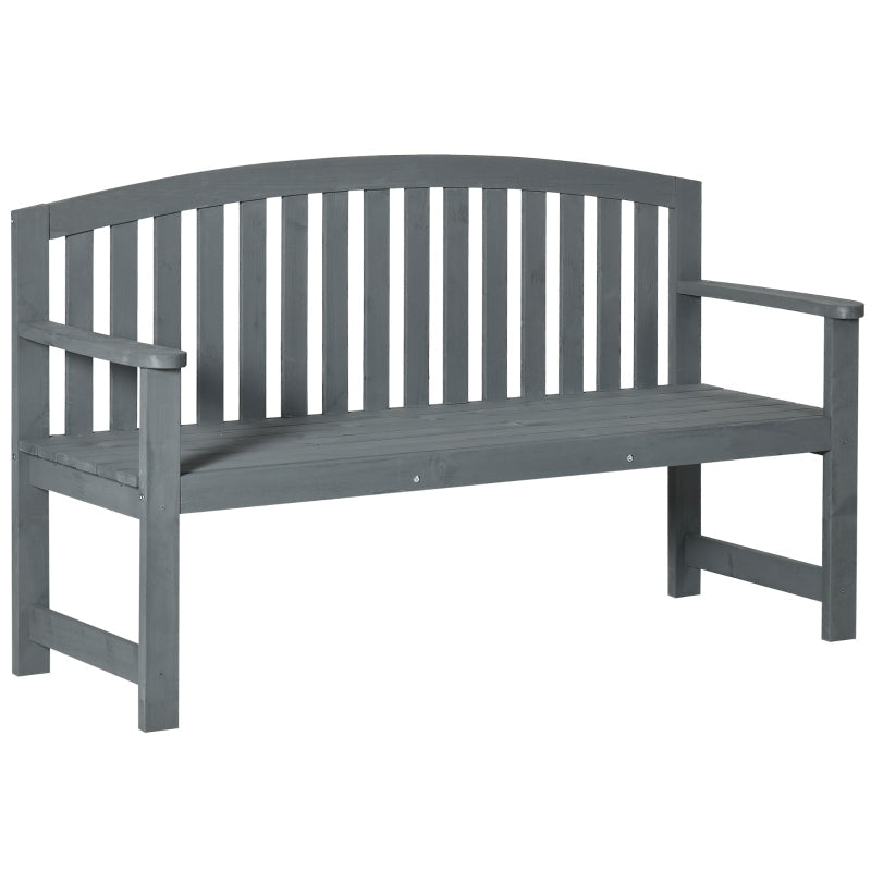 2-Seater Garden Bench Weatherproof with Backrest - Wooden Grey