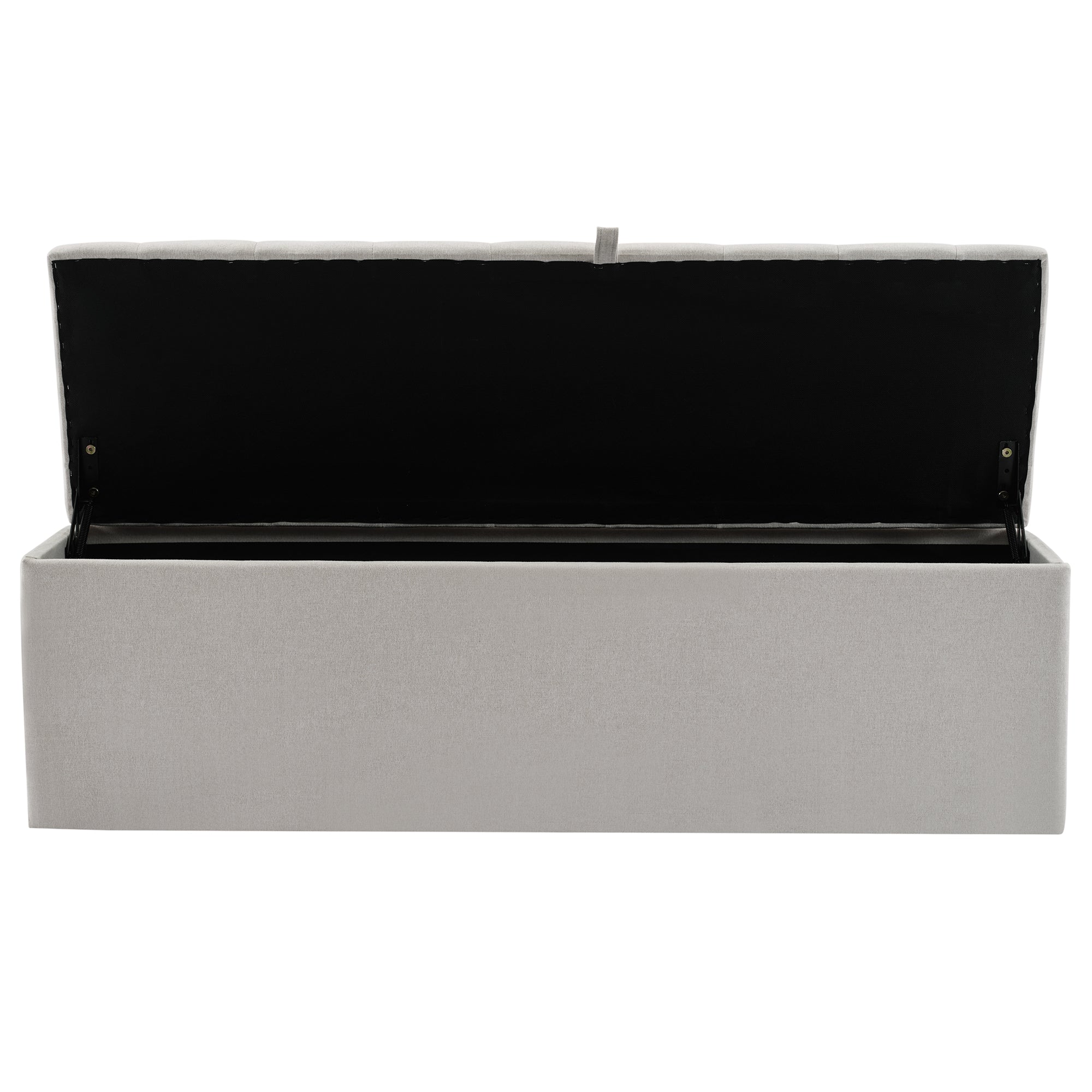 Upholstered Bench with Storage Space and Bed Stool, Light Grey Linen