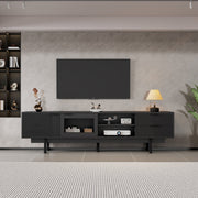 TV Cabinet, 2-Door 2-Drawer Lowboard TV Stand for 80-Inch TVs, Black