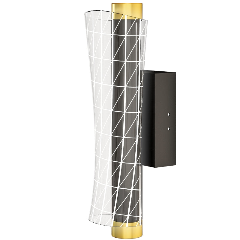 Set of 2 wall lights, dimmable LED, grid design, metal black
