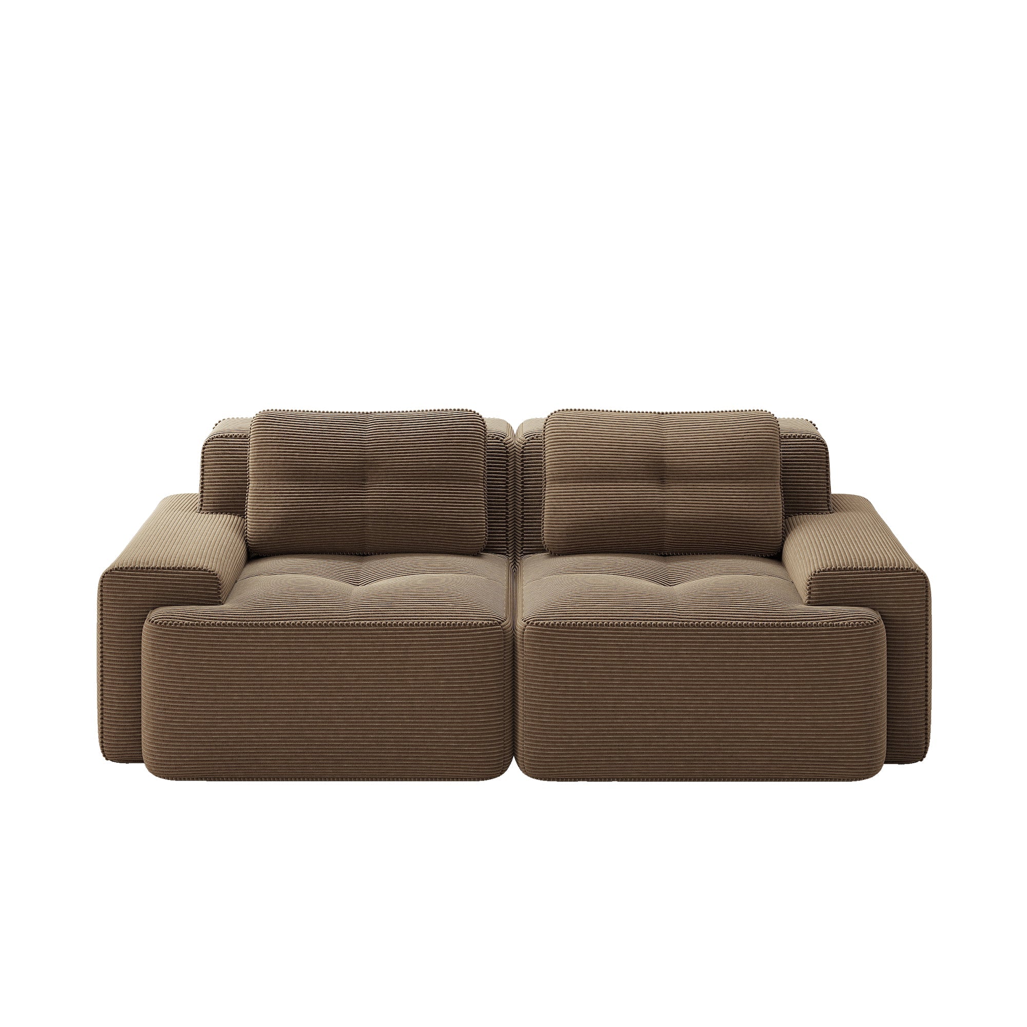 Boneless Modular Sofa Deep Seat Sleeper Loveseat - Brown Corduroy