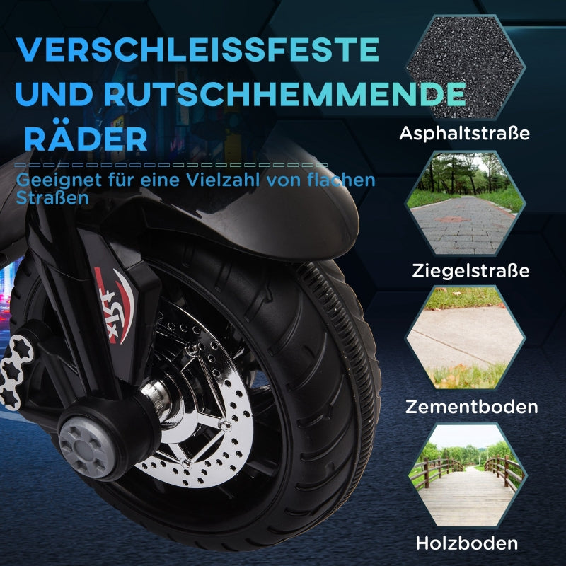 Electric Kids Motorcycle, 3 km/h, Lights & Sounds, Black/Red