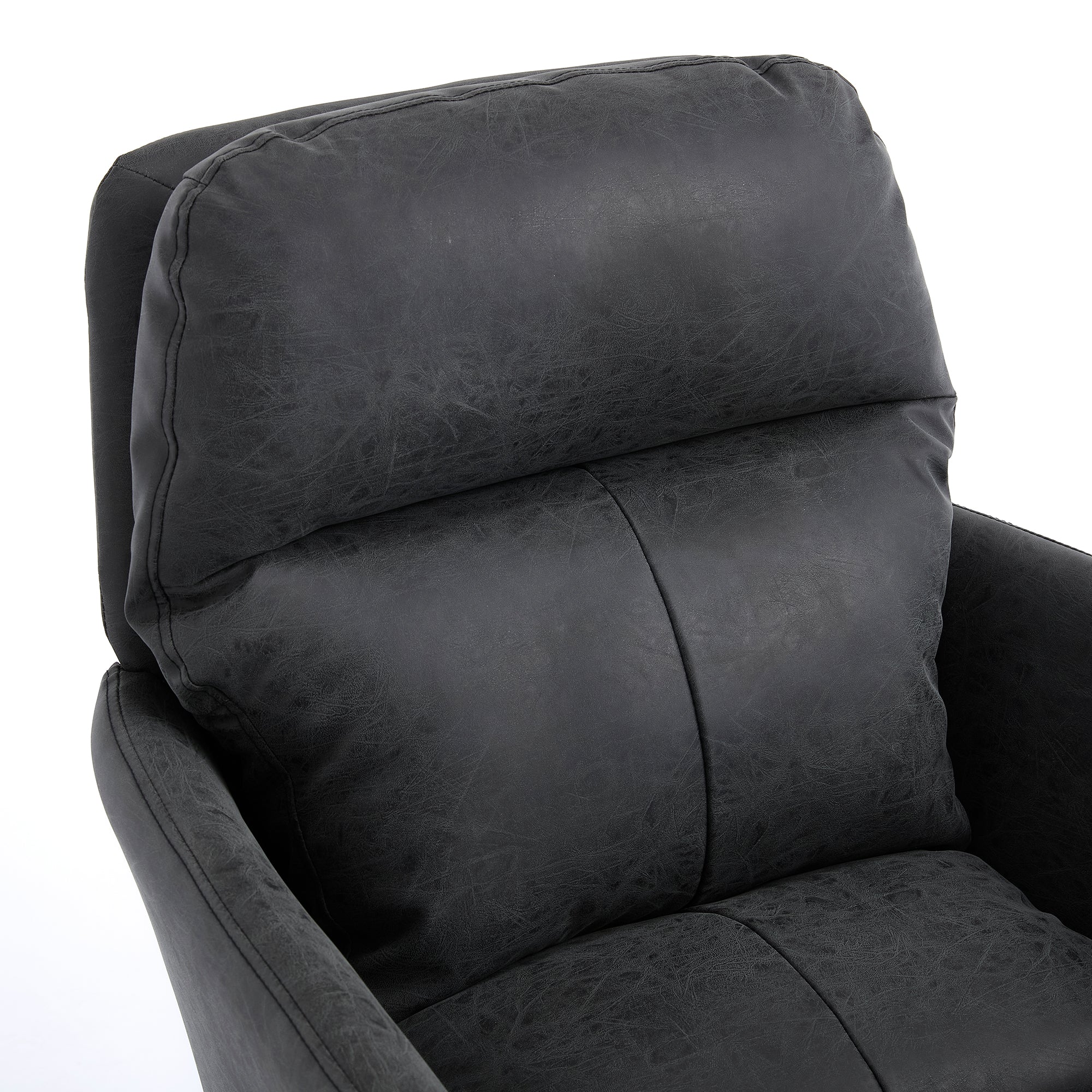 Office Chair with Height Adjustable Black Base, Black PU Faux Leather