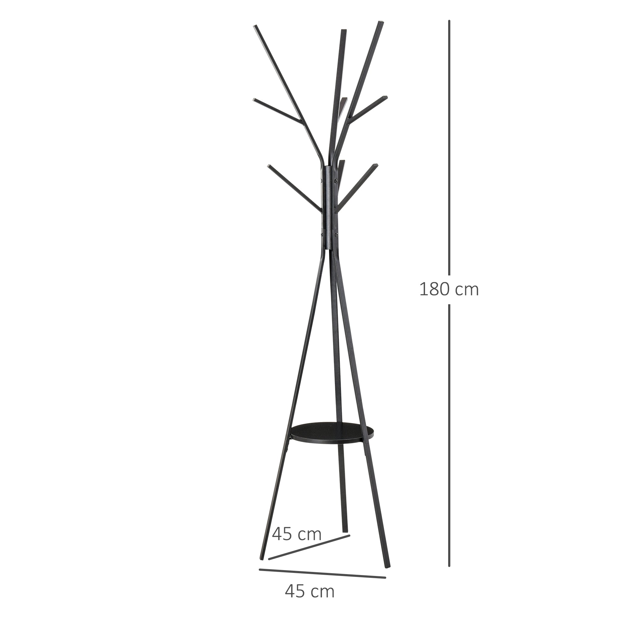Coat rack standing, 180 cm, black metal