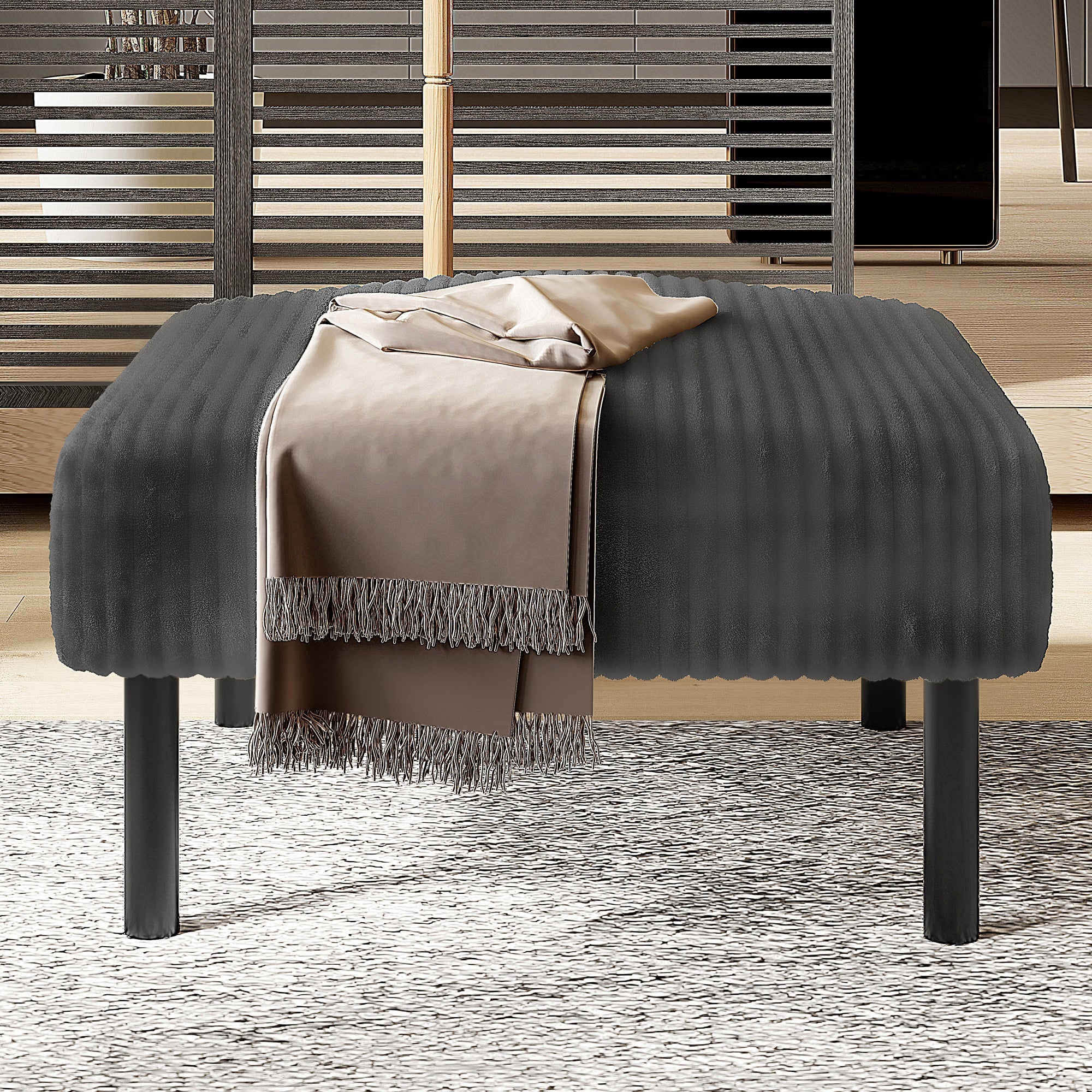 Premium corduroy stool super-soft velour metal frame