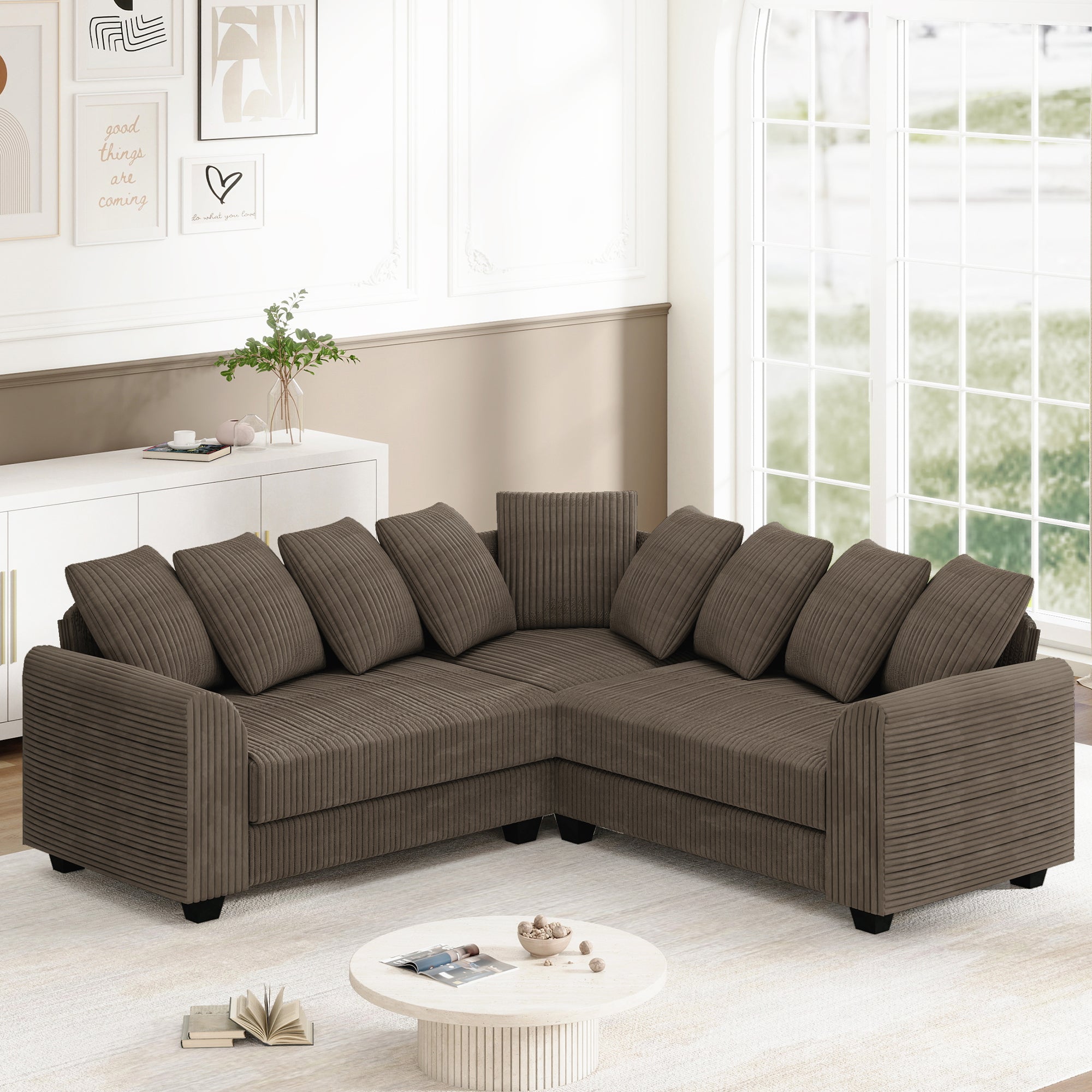 Modular Combination Sofa L-Shaped Corner with Movable Cushions