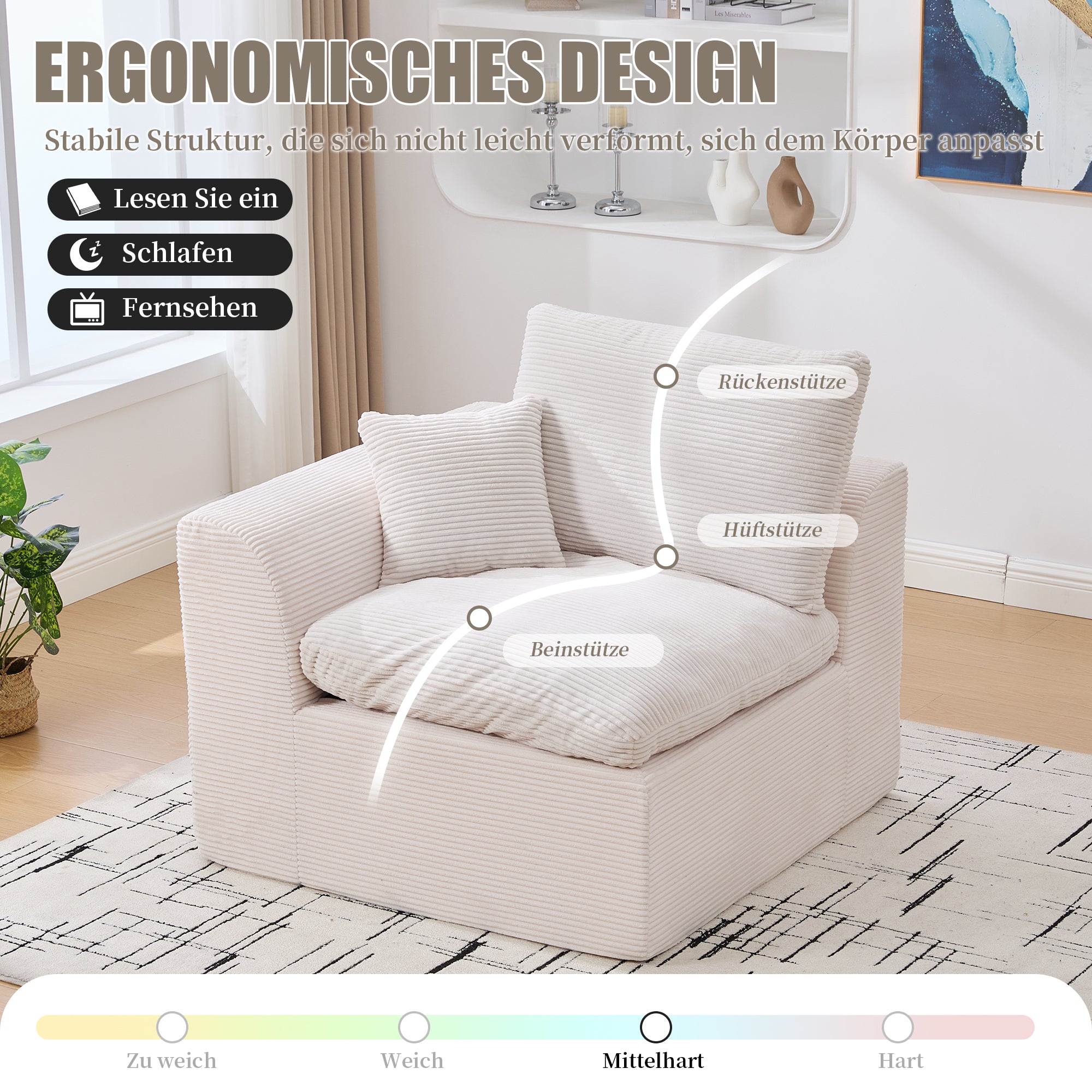 Sofa Two-Seater Modern Minimalist Nordic Style - Fabric