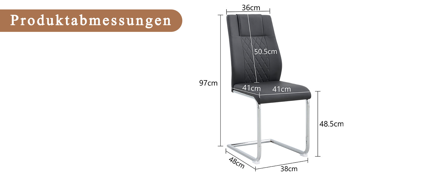 Dining Chair Set of 4 Nordic Style Mesh Stitching Silver Metal Legs Black PU