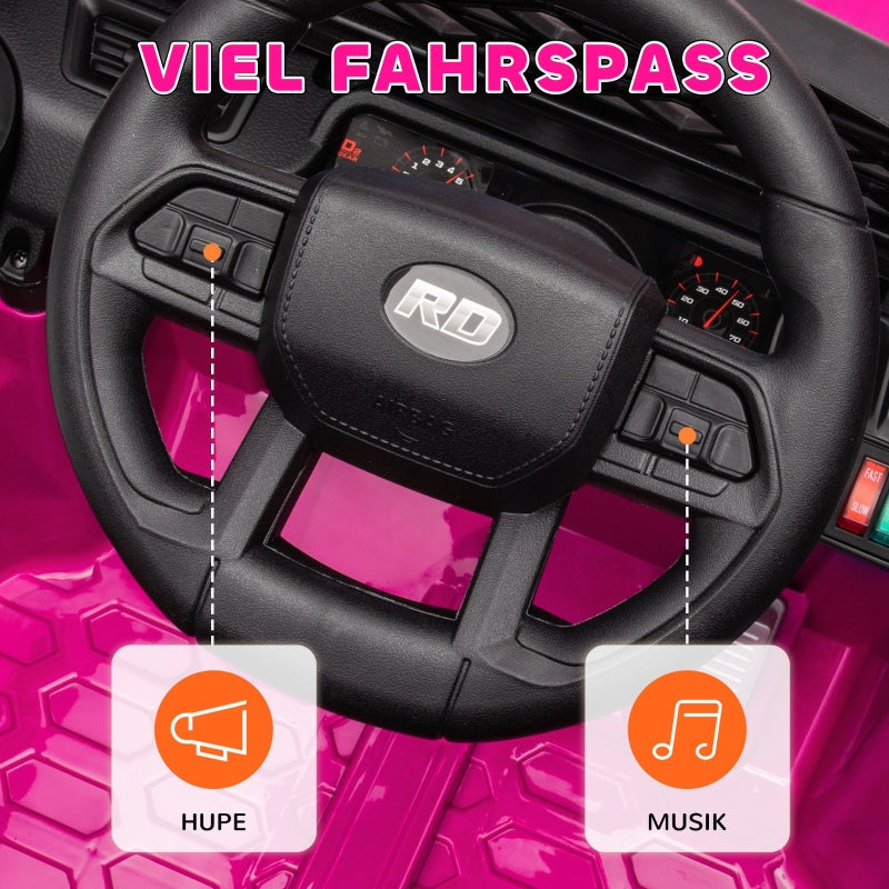 Children's Electric Car, 12V 2 Motors with Remote Control and LED Music, Pink