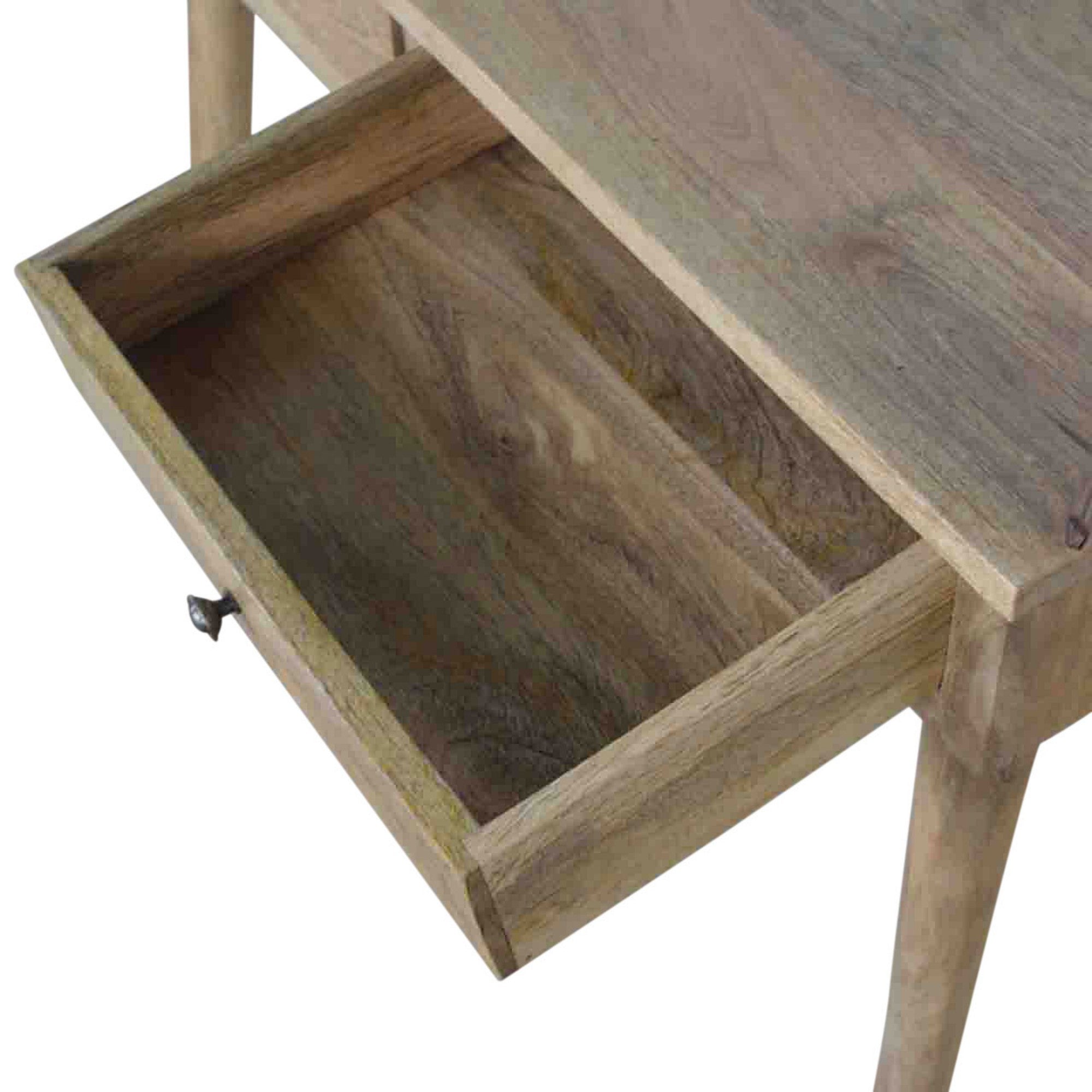 Solid Wood Console Table with 2 Drawers, Beige