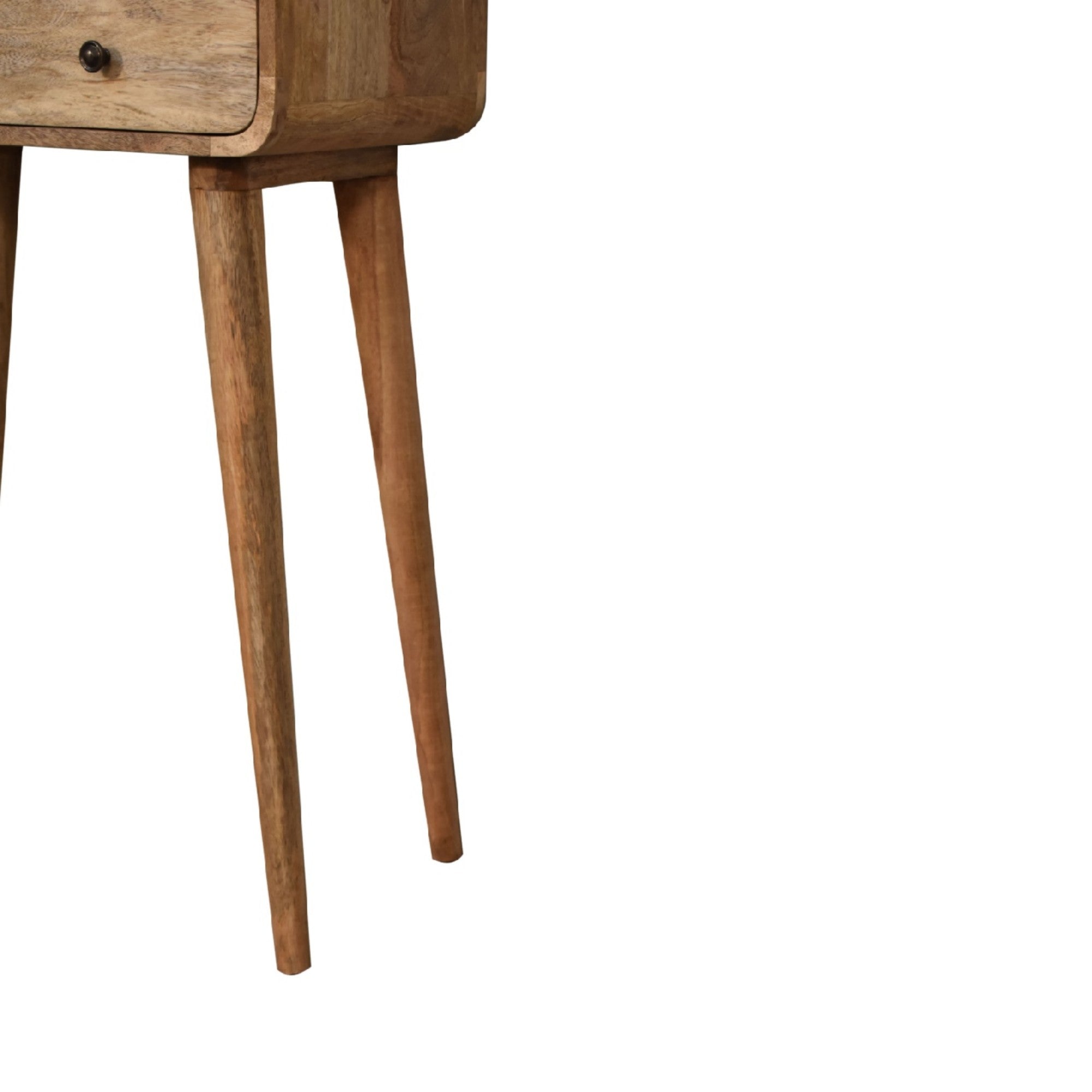 Solid Wood Console Table, Mini Curved 2 Drawers Open Slot, Brown