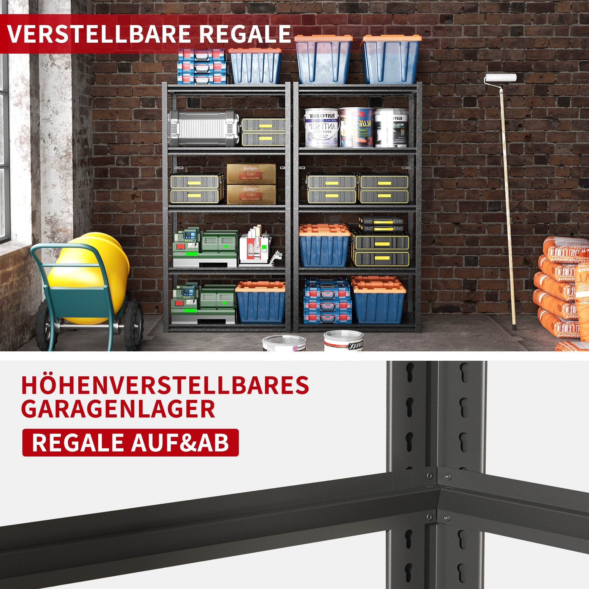 Metal Shelving Unit 5-Tier 160cm H Adjustable 650kg Load - Steel