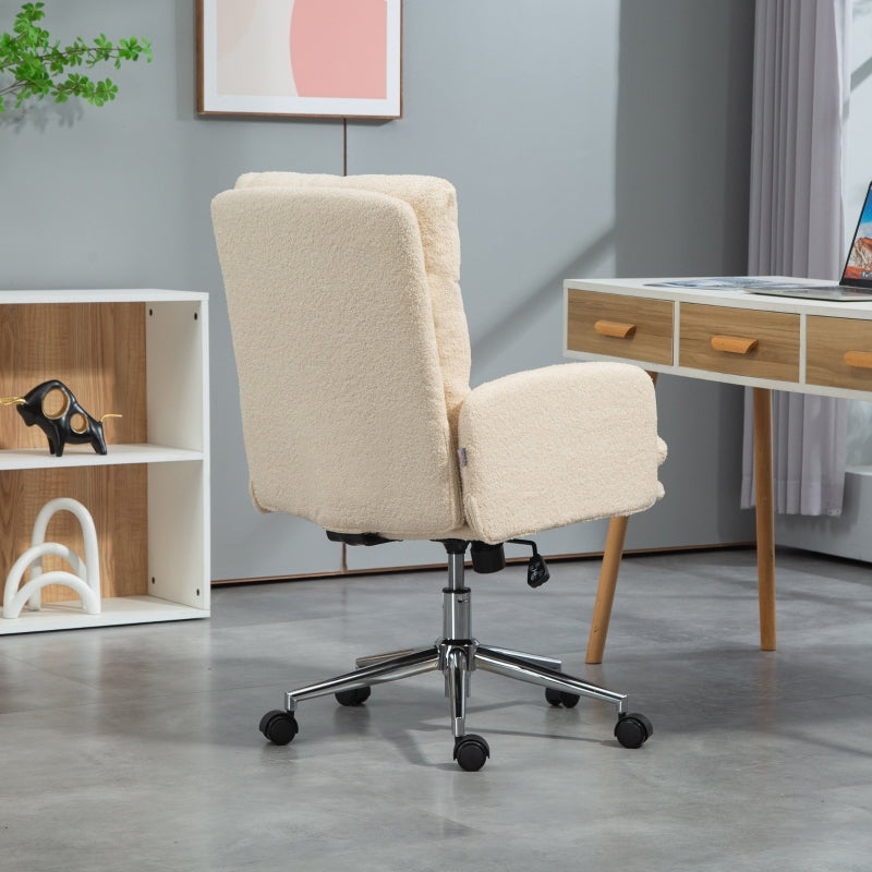 Office Chair, Ergonomic Desk Swivel with Rocking Function, Lambswool, Cream White