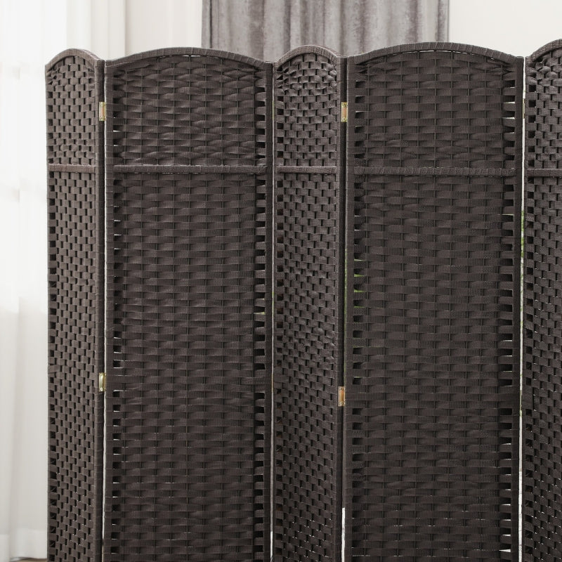 6-teiliger Raumteiler, faltbarer Paravent, Home Office, Braun