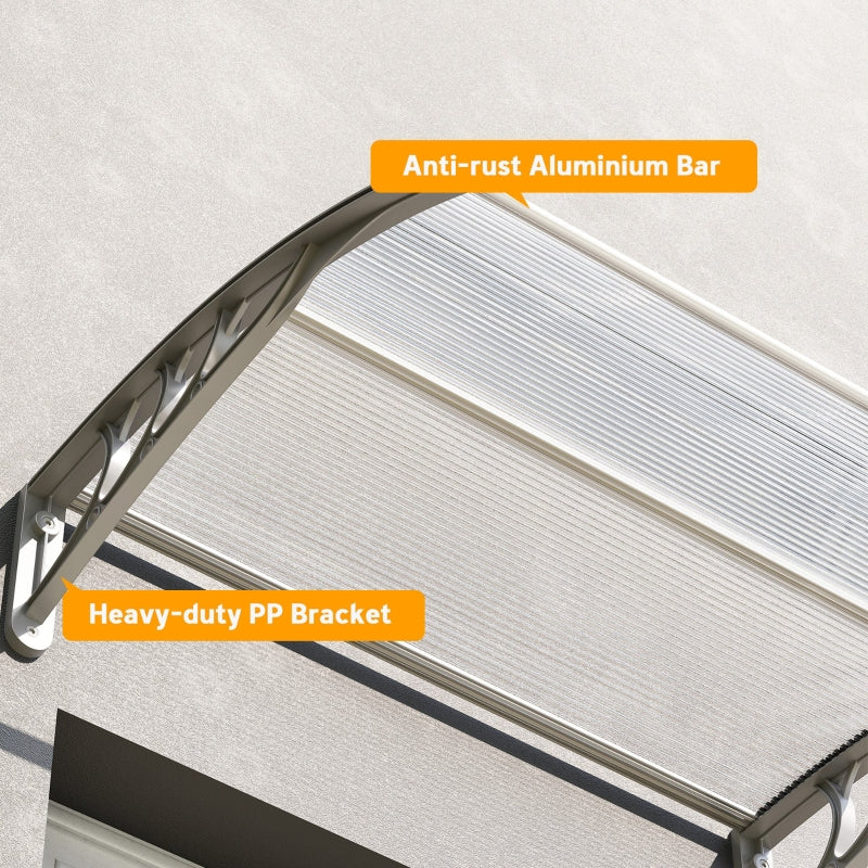 Front Door Canopy Outdoor Awning 100x75cm UV Rain Shelter Polycarbonate Clear