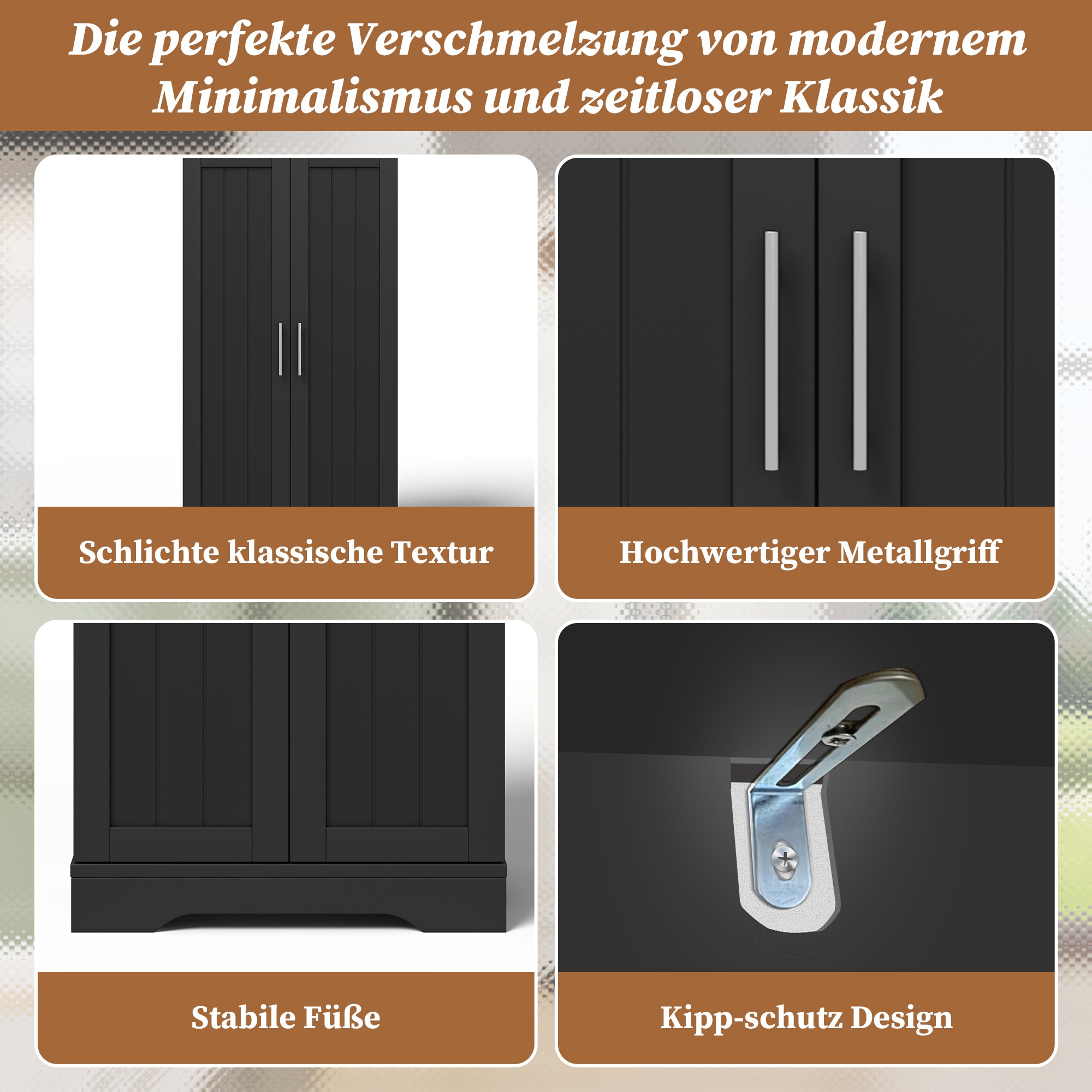 Kitchen Cabinet 120x60x40cm 2-Door LED Sensor Light Black MDF