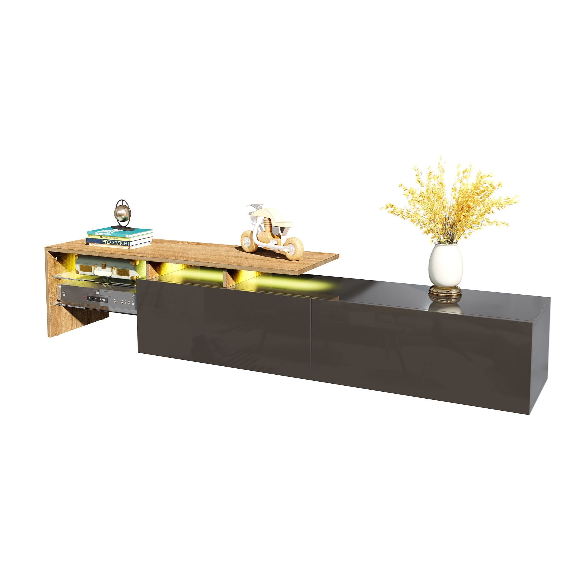 Modern TV Cabinet: Stylish, Elegant, Practical Storage, High-Gloss Black, Wood, Glass