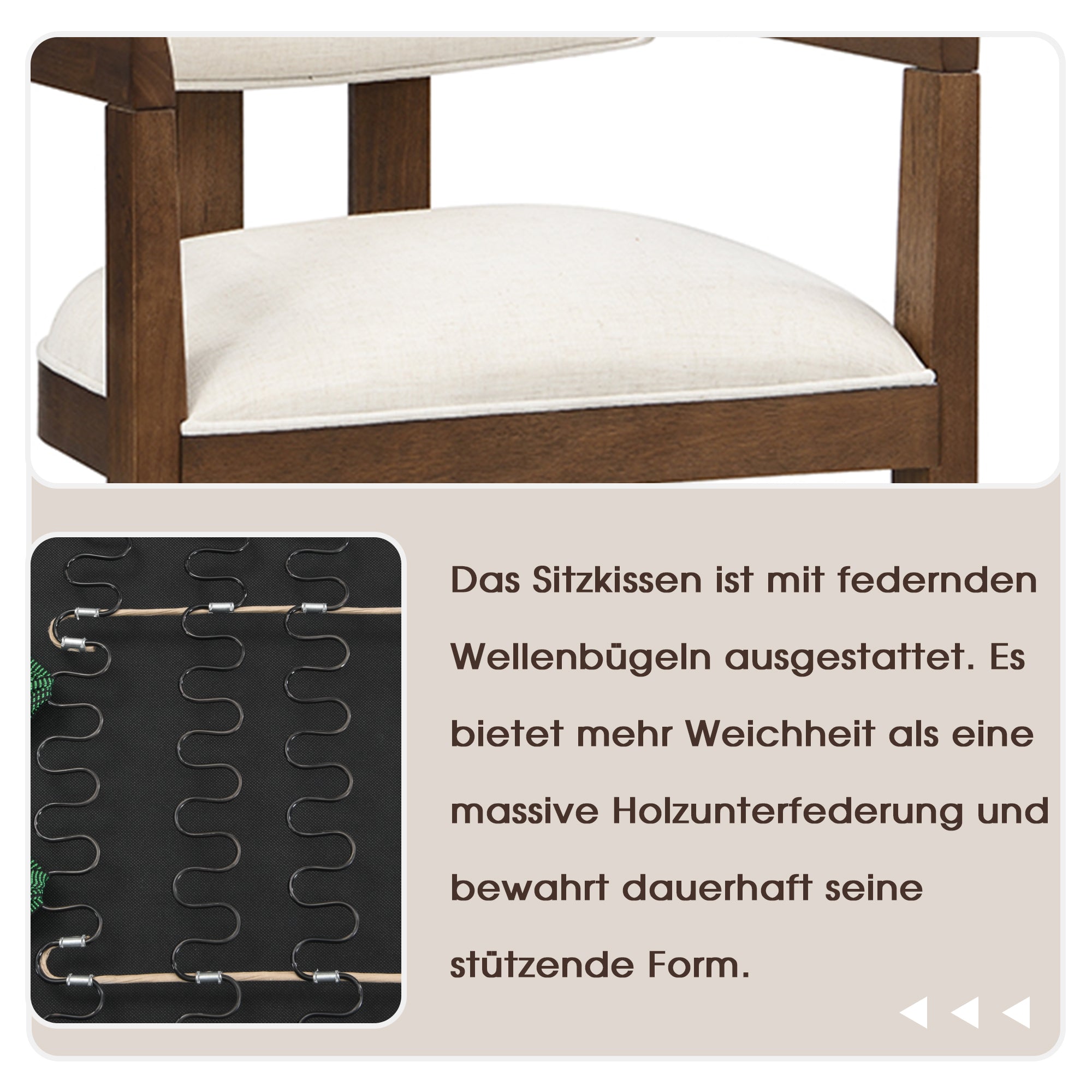 2 Solid Wood Dining Chairs Comfortable Modern Style Linen Fabric Walnut Color