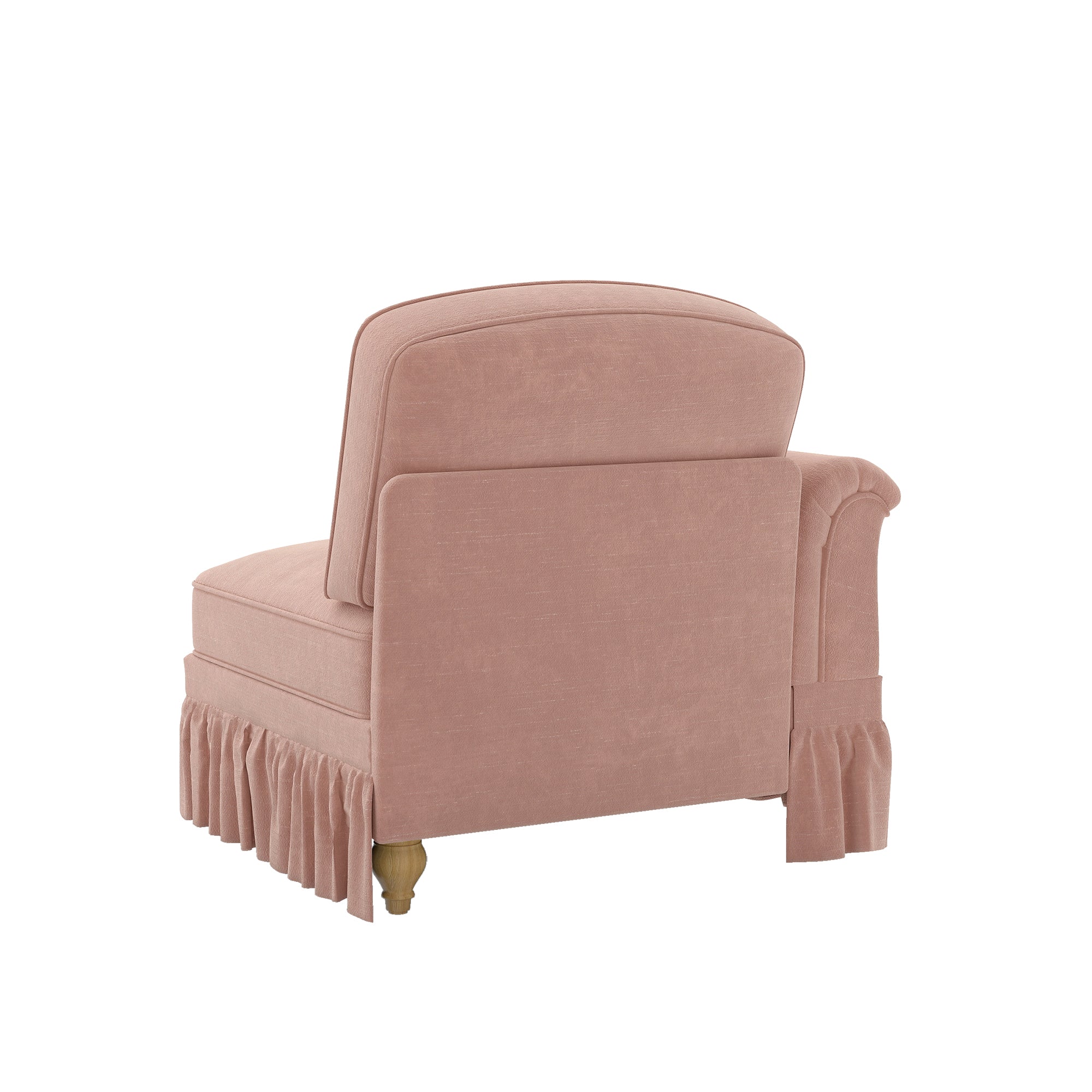 Windsor Sofa with Removable Ruffle Skirt and Cushion, Pink Chenille
