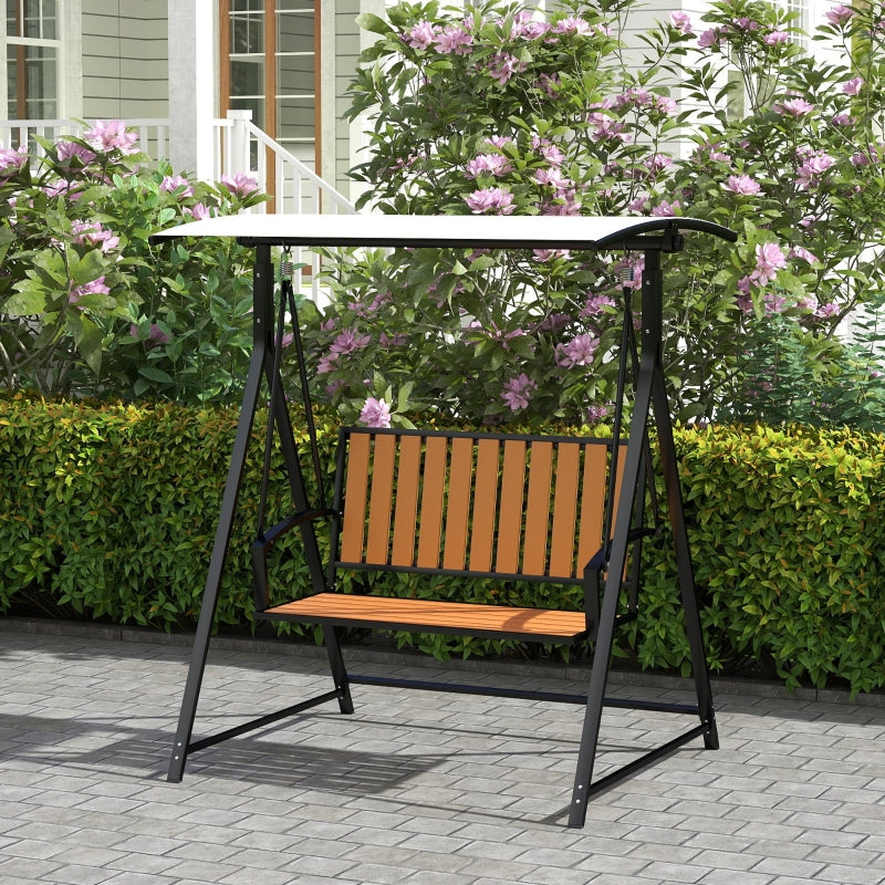 Porch Swing, 2-Seater, Adjustable Sunroof, Weatherproof, Black