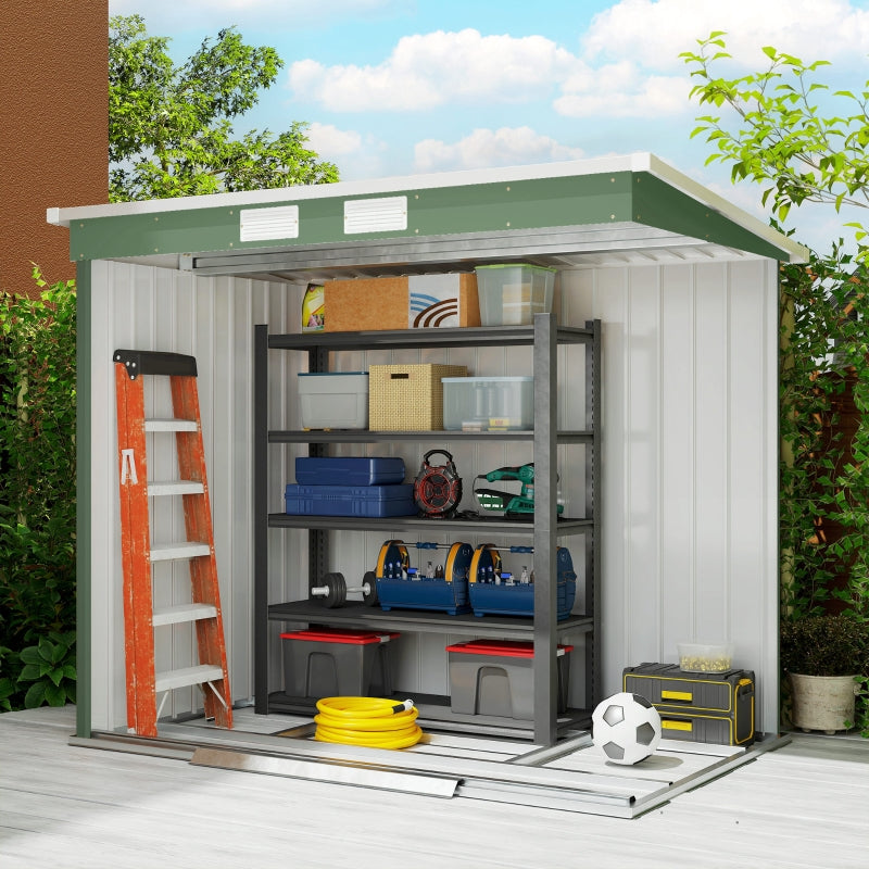 Garden Shed 7x4ft Galvanised Steel with Foundation Kit Green