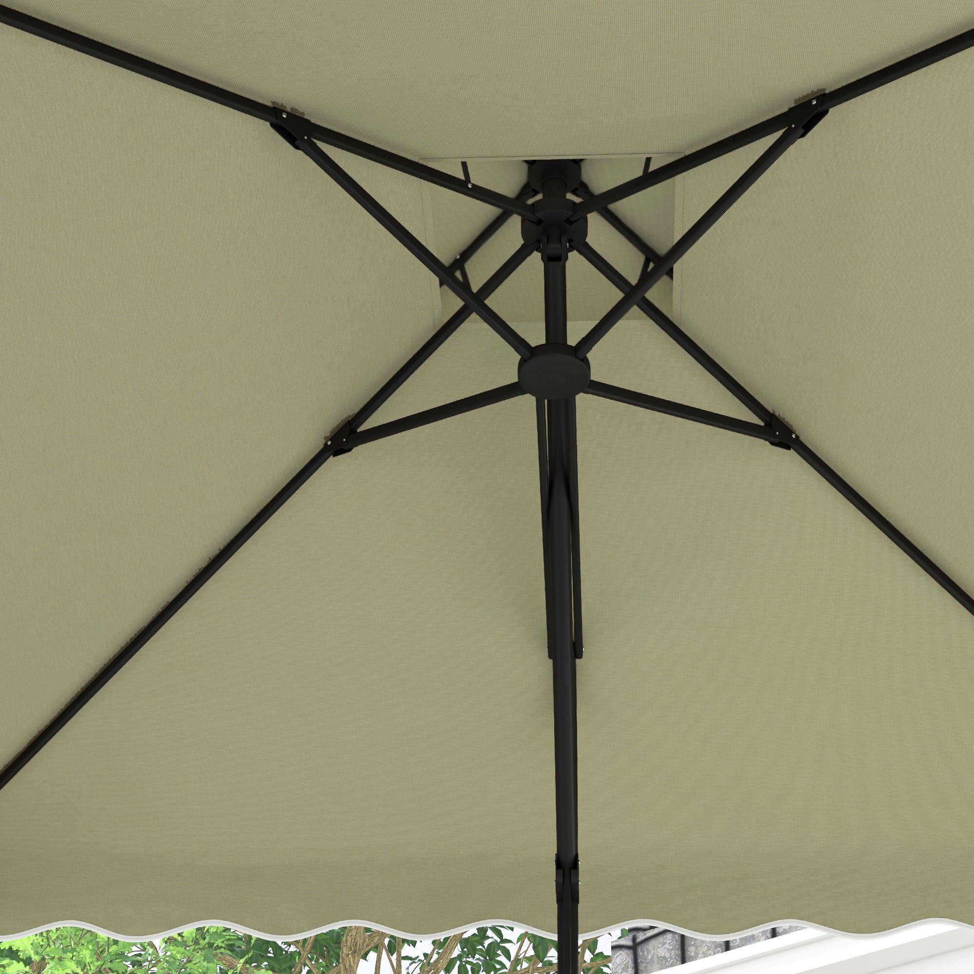 2.5m Square Double Top Cantilever Parasol with Ruffles, Beige