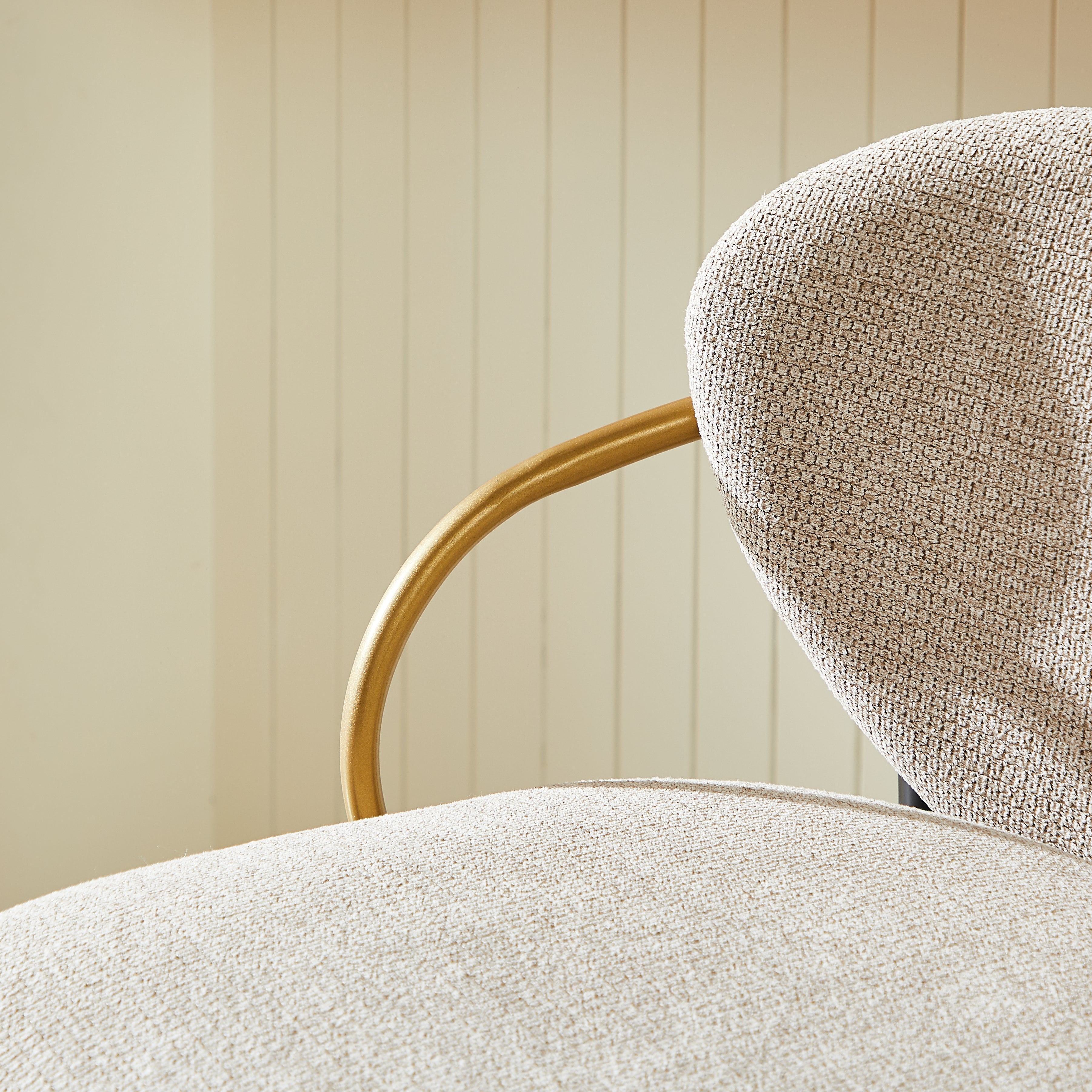 Set of 2 Bar Stools Adjustable Height Backrest Footrest - Chenille Light Brown/Black Gold