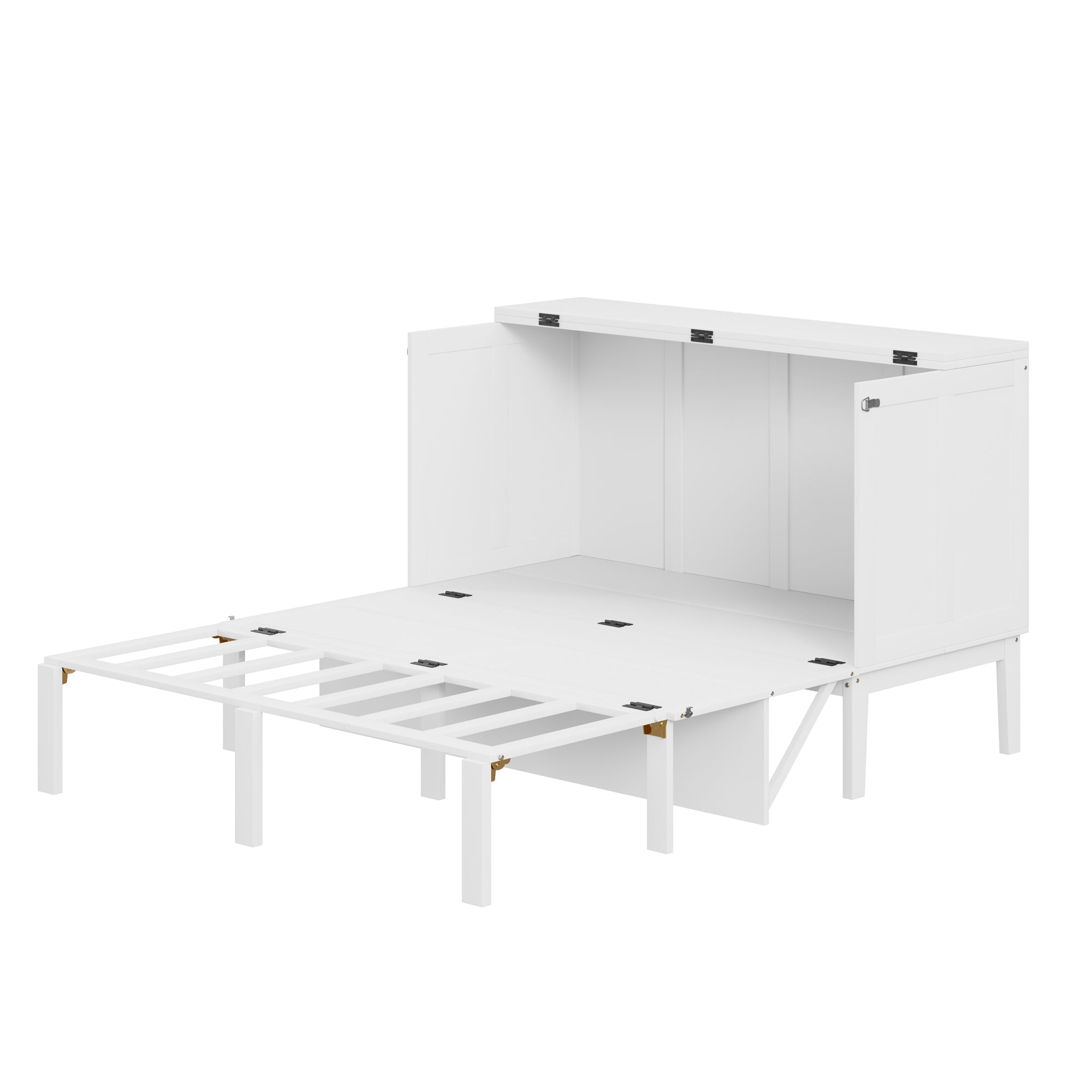 Wall Bed, 140x200 cm, Slatted Frame, White
