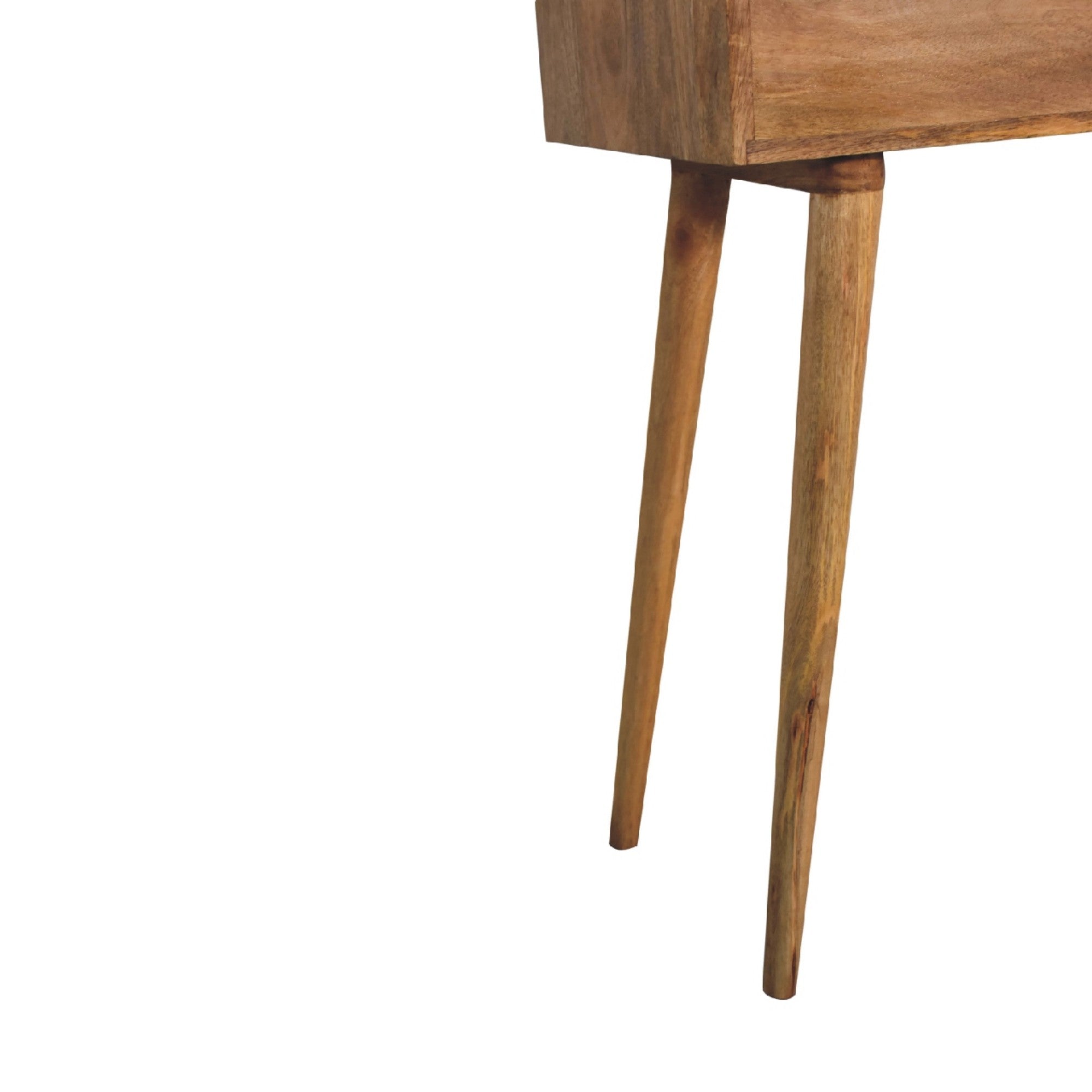 Dressing Table, Mini with 4 Storage Compartments and Mirror, Solid Wood Brown