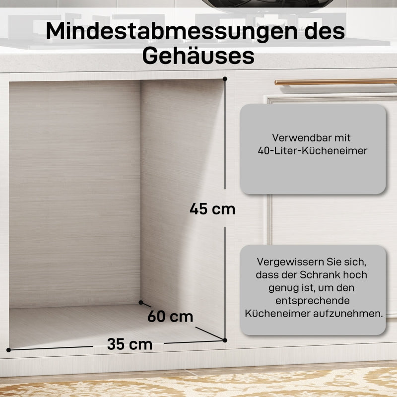 Extendable Waste Bin 2x 20L Removable Containers Plastic Metal Grey