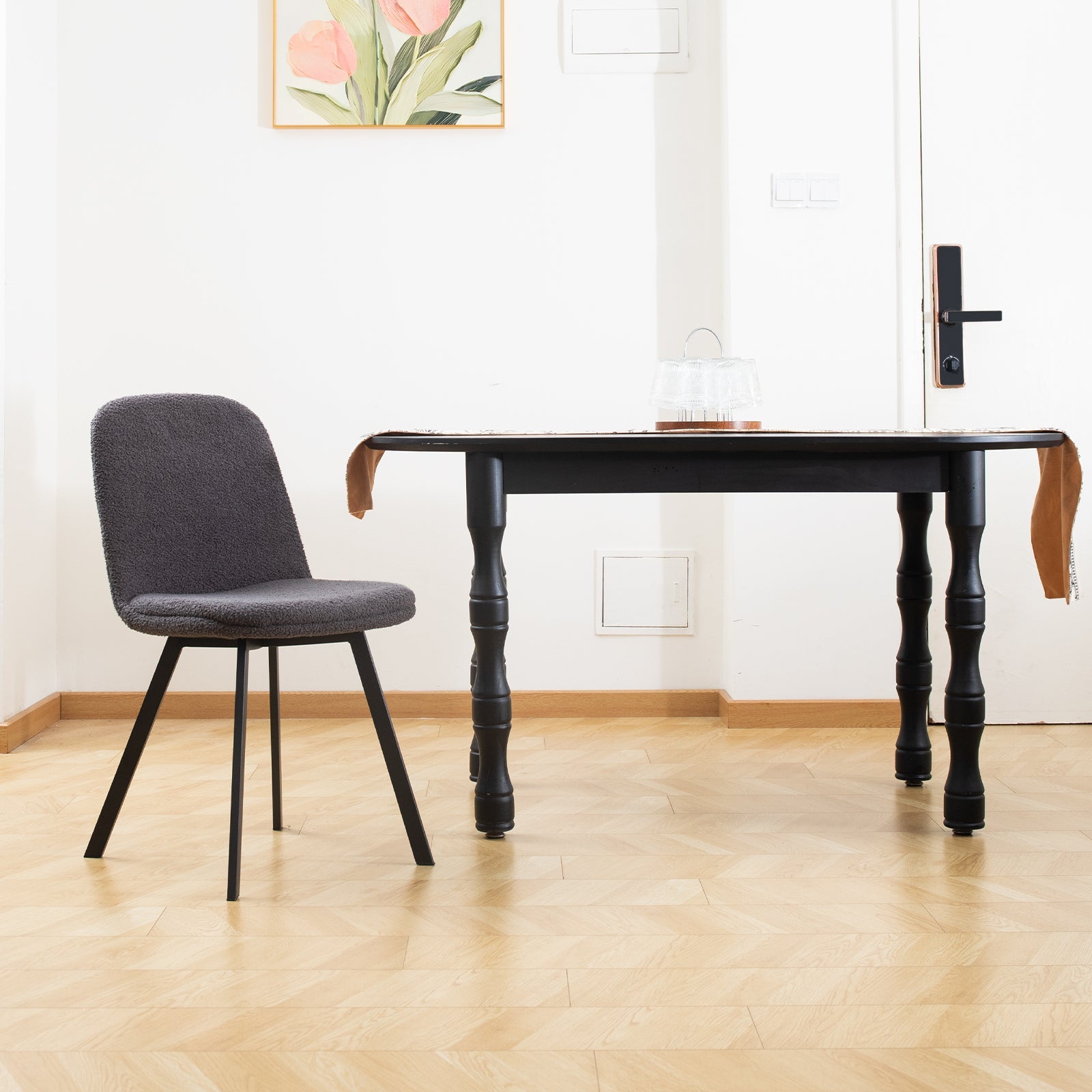 Dining Chair Set of 2, Soft Padding, All-Season Comfort, Stable Metal Frame, Teddy Fleece