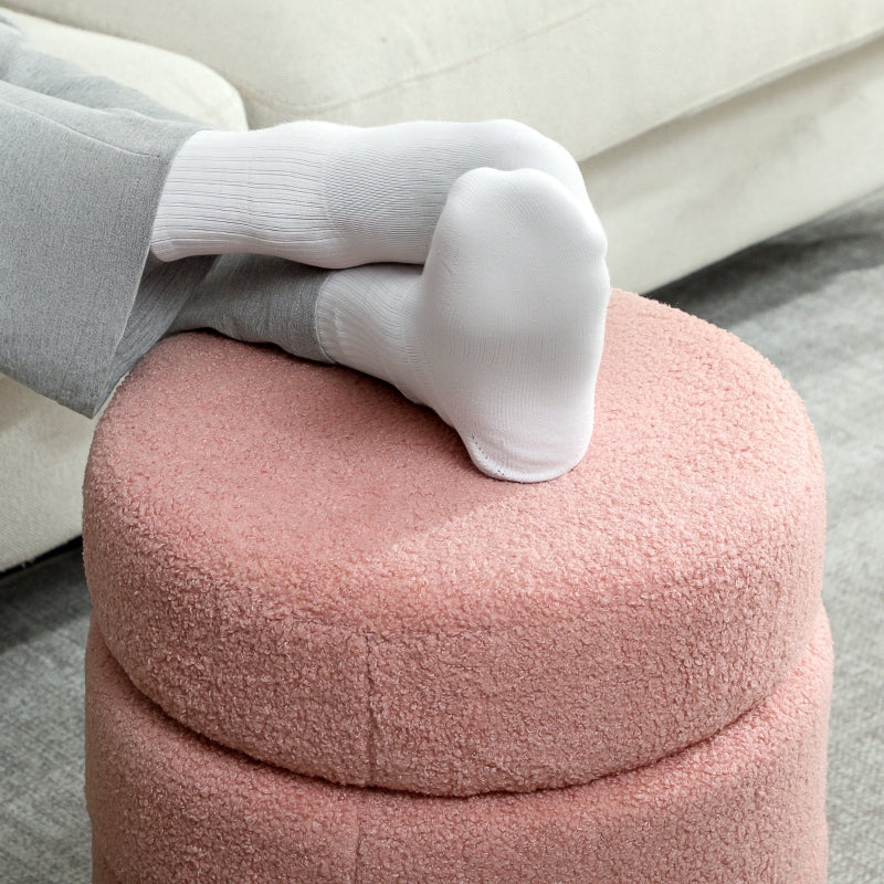 Stool round teddy fleece 120 kg pink